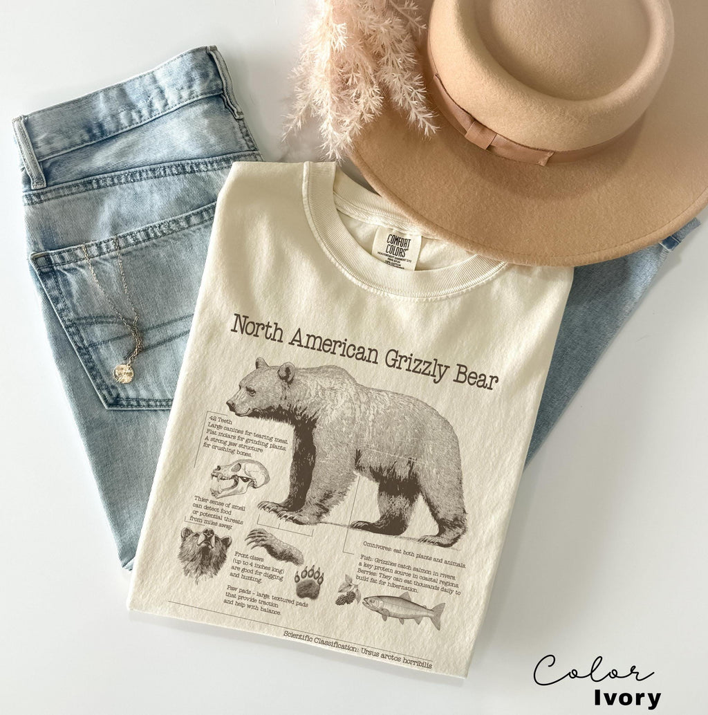 Retro Grizzly Bear Shirt, North American Wildlife Vintage 90s Unisex T-shirt, Nature Shirt, National Parks, Camping Tee, Forestcore, Hiking