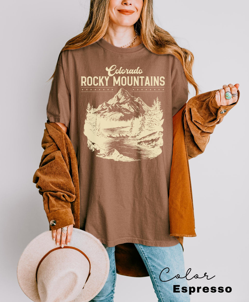 Rocky Mountains Shirt, Retro Comfort Colors T-Shirt, Colorado Tshirt, Oversized National Park T Shirt, Nature Graphic Tee, Outdoor Hiker Tee