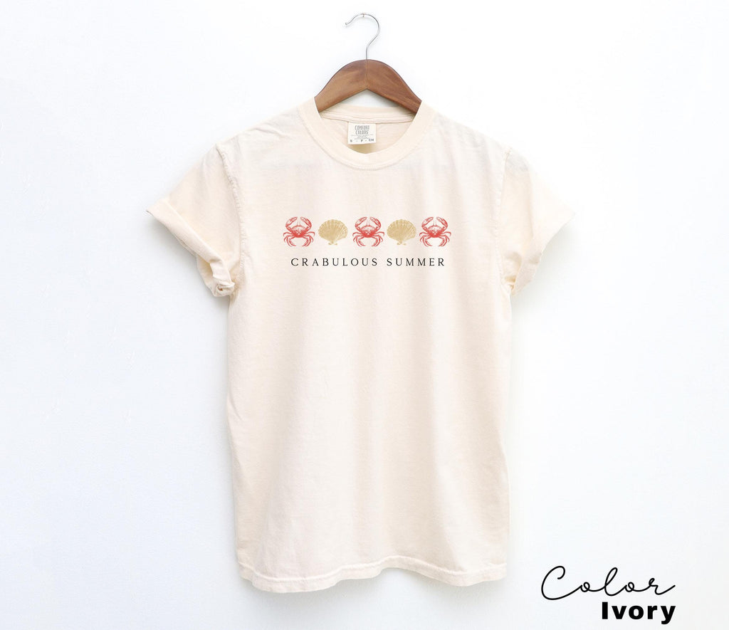 Crab Vacation Beach Shirt, Crabulous Summer, Retro Summer Shirt, Coastal Aesthetic, Vintage Inspired, Oversized Tee, Comfort Colors,