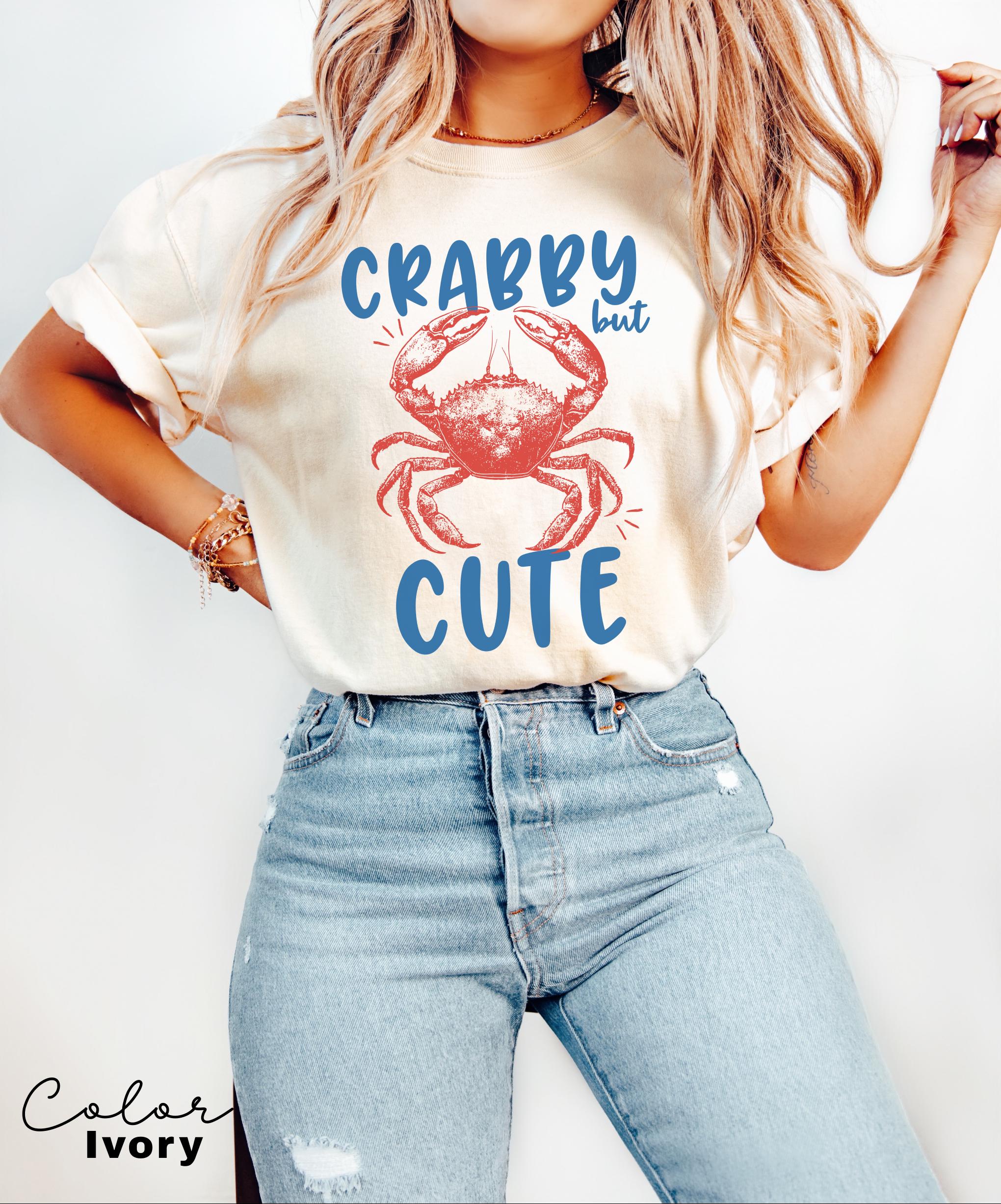 Crabby but Cute Shirt, Crab Shirt, Retro Summer Shirt, Seafood TShirt, Coastal Aesthetic, Vintage Inspired, Beach Vacation, Crab T-Shirt