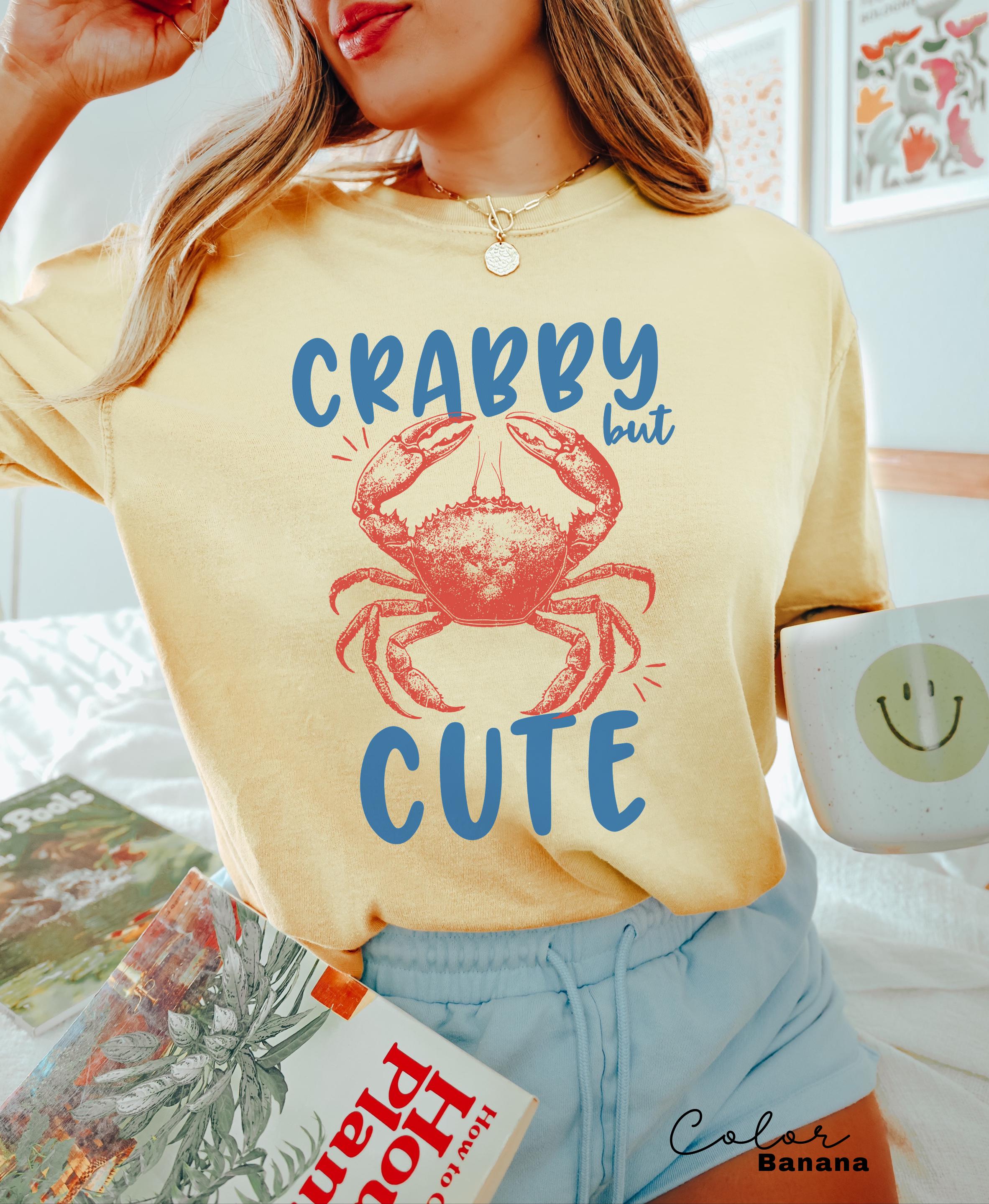 Crabby but Cute Shirt, Crab Shirt, Retro Summer Shirt, Seafood TShirt, Coastal Aesthetic, Vintage Inspired, Beach Vacation, Crab T-Shirt