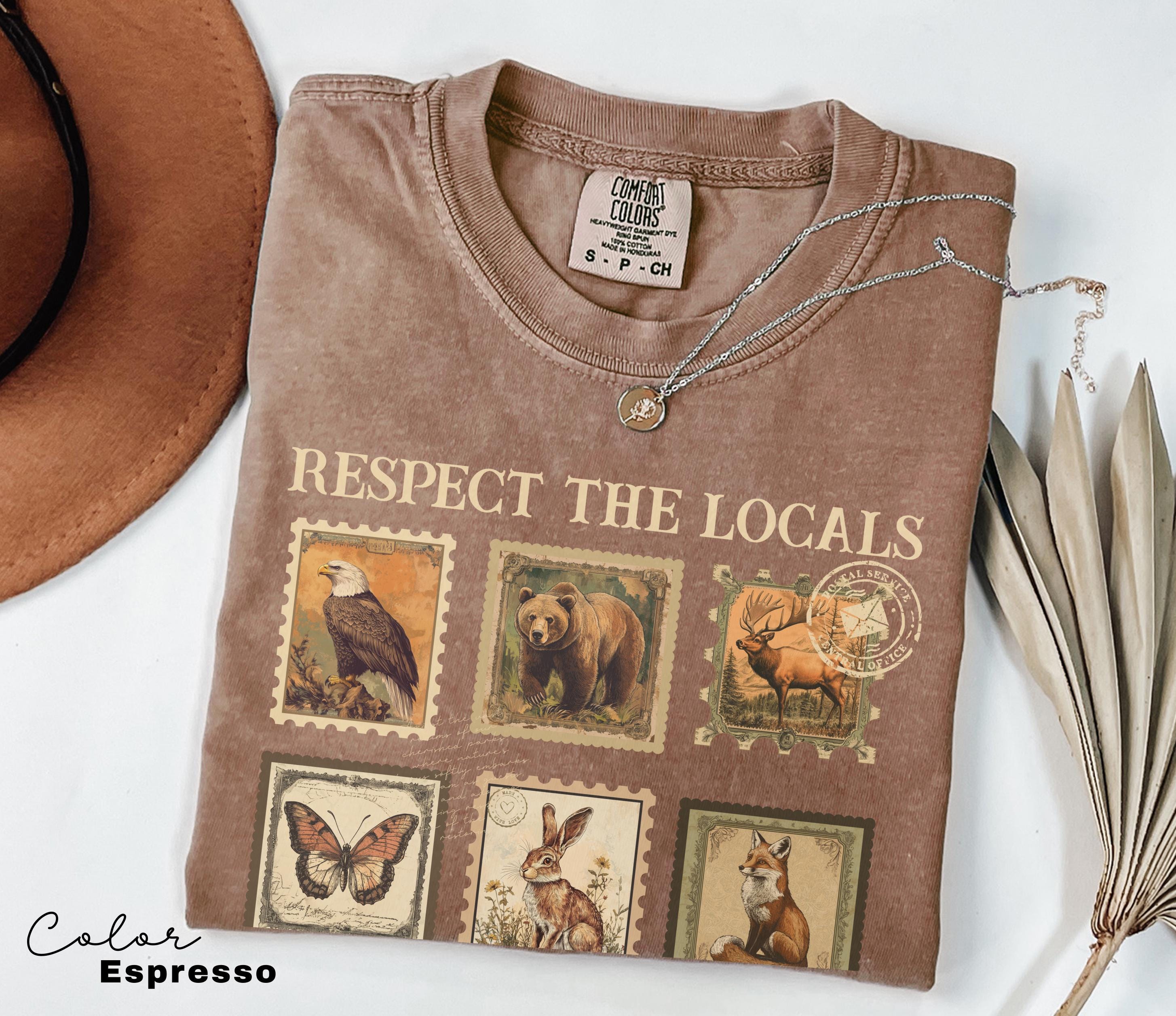 Respect The Local Wildlife T-Shirt, Gift For Nature Lover, Animal Lover, Protect National Parks, Granola Girl Shirt, Postage Postal Stamp