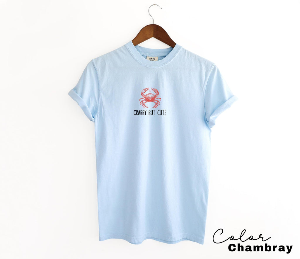 Crabby but Cute Shirt, Crab Shirt, Summer Beach Shirt, Seafood TShirt, Coastal Aesthetic, Vintage Inspired, Beach Vacation, Crab T-Shirt