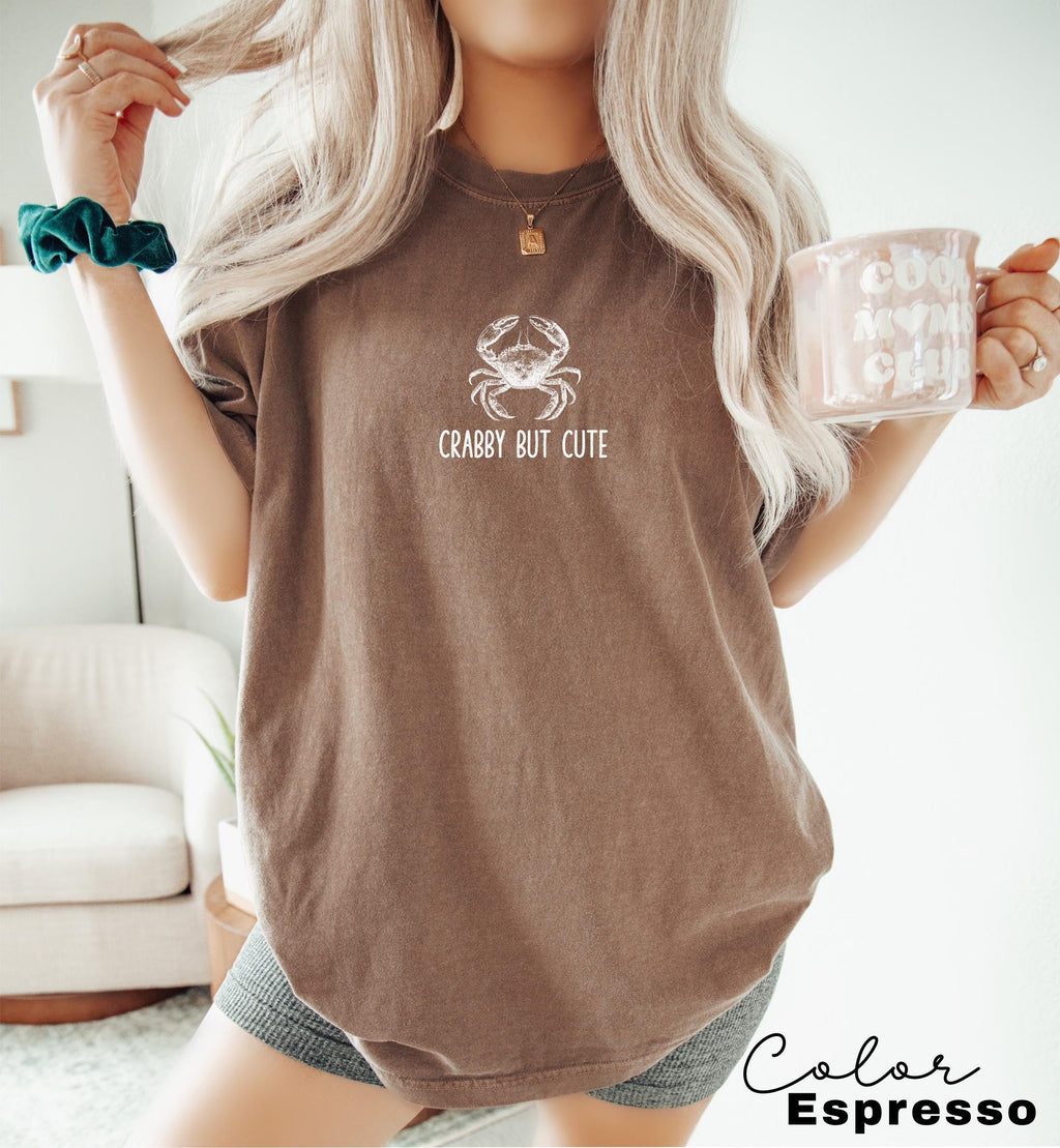 Crabby but Cute Shirt, Crab Shirt, Summer Beach Shirt, Seafood TShirt, Coastal Aesthetic, Vintage Inspired, Beach Vacation, Crab T-Shirt