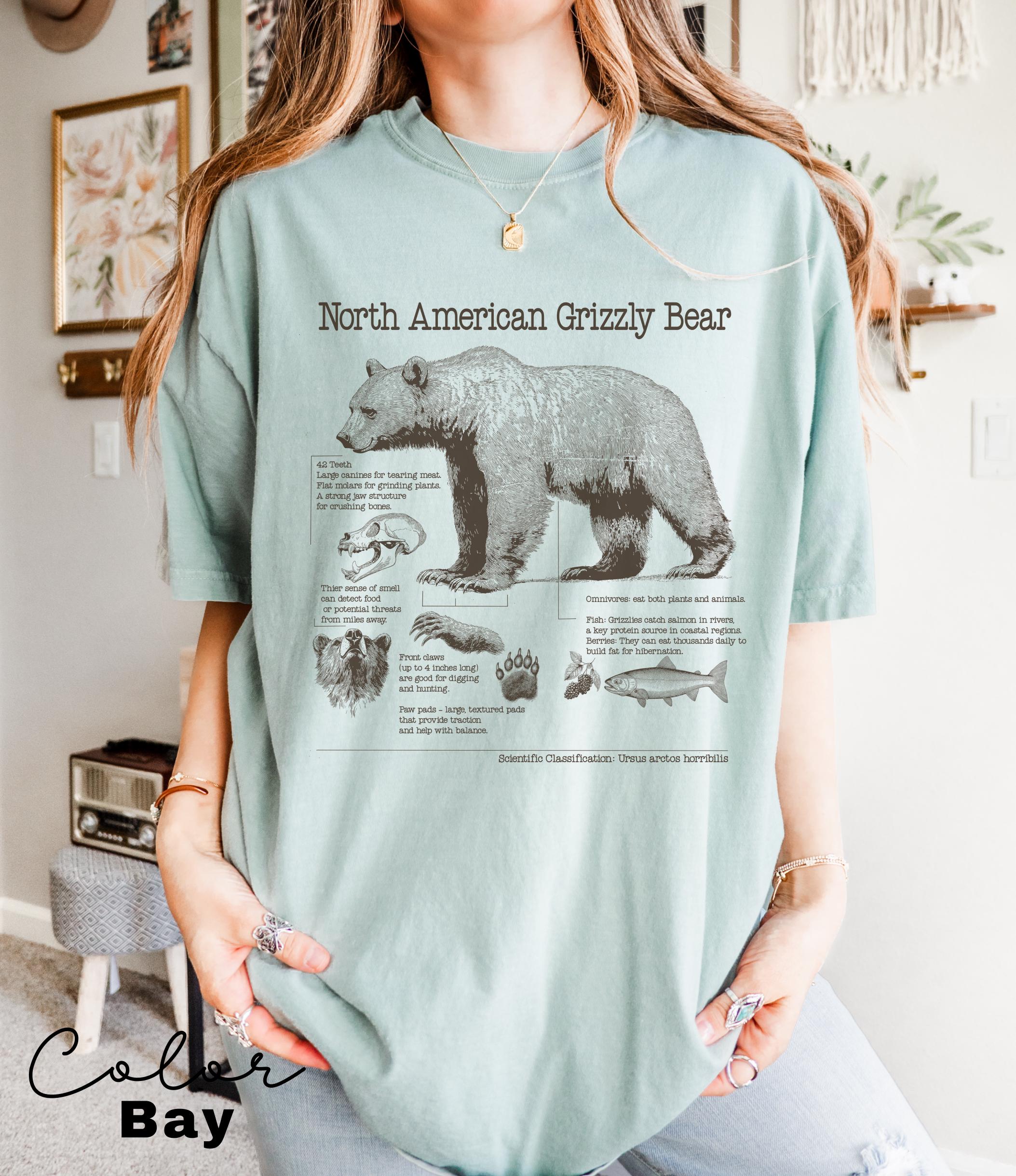 Retro Grizzly Bear Shirt, North American Wildlife Vintage 90s Unisex T-shirt, Nature Shirt, National Parks, Camping Tee, Forestcore, Hiking