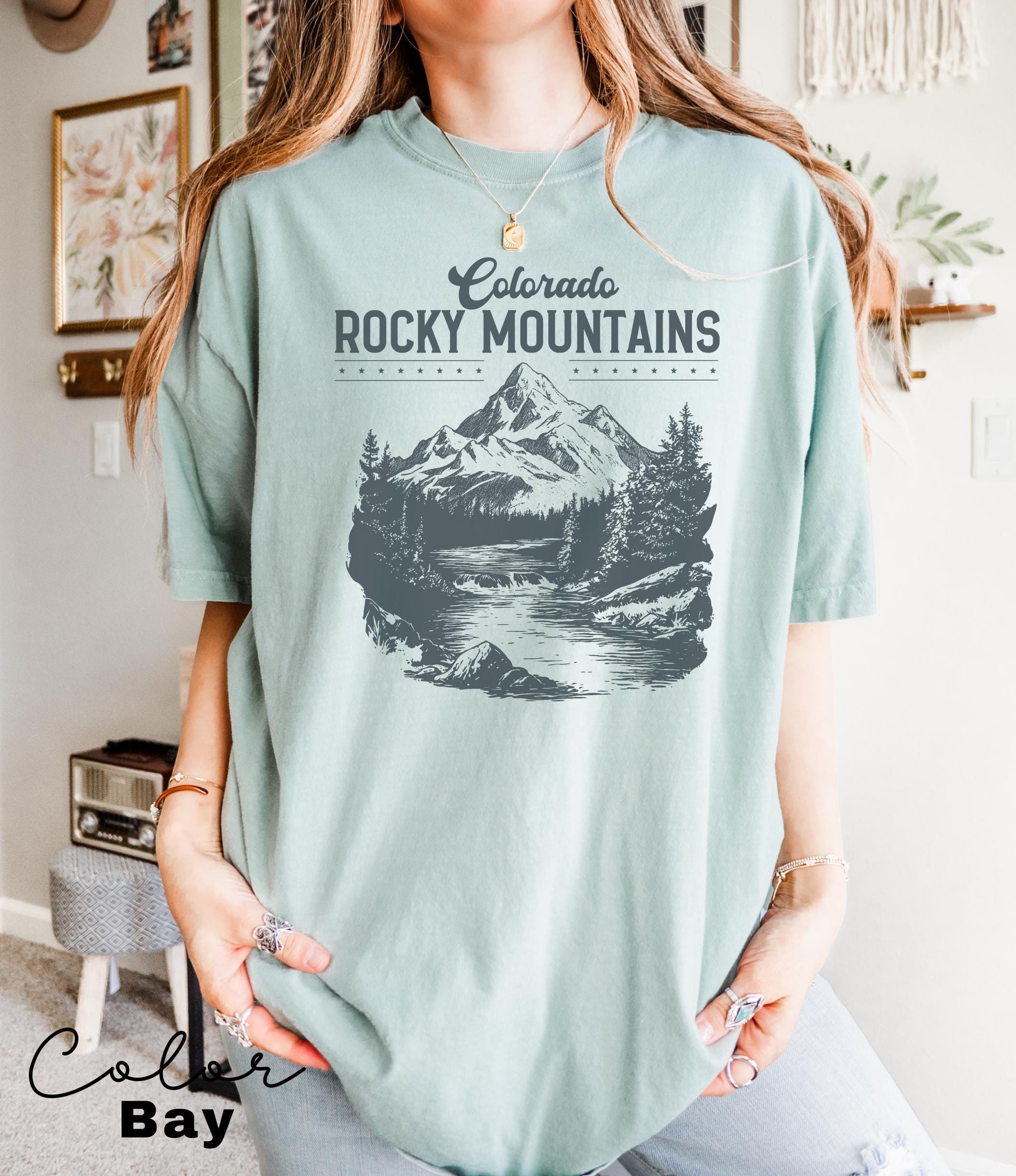 Rocky Mountains Shirt, Retro Comfort Colors T-Shirt, Colorado Tshirt, Oversized National Park T Shirt, Nature Graphic Tee, Outdoor Hiker Tee