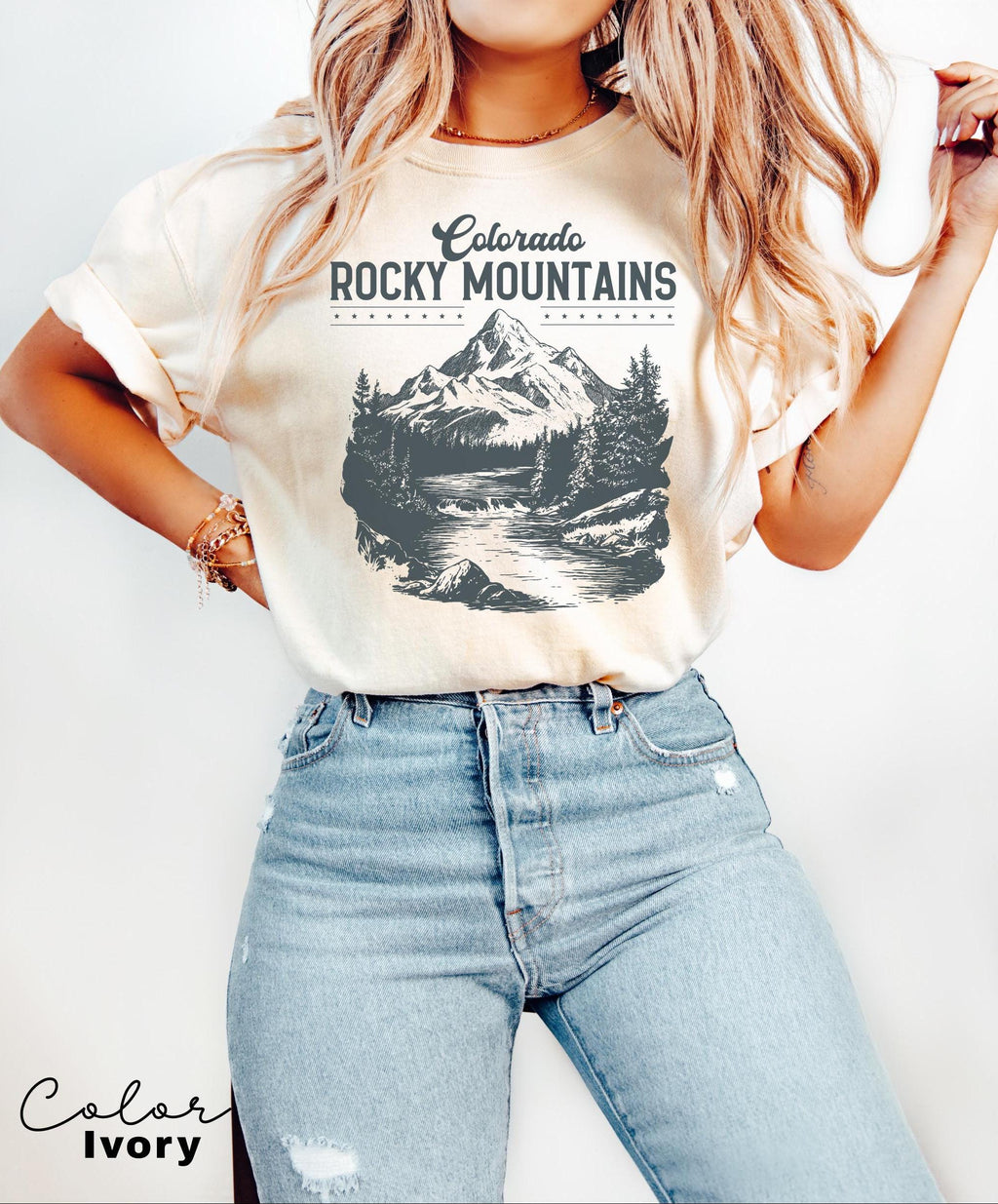 Rocky Mountains Shirt, Retro Comfort Colors T-Shirt, Colorado Tshirt, Oversized National Park T Shirt, Nature Graphic Tee, Outdoor Hiker Tee