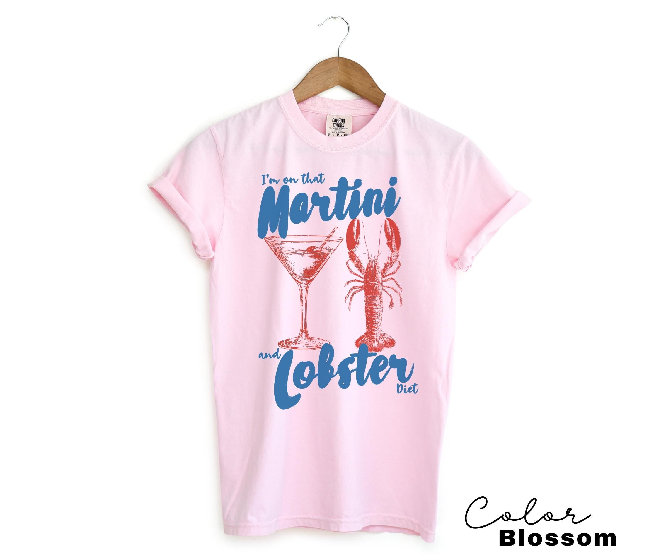 Martini and Lobster Diet Shirt, Fisherman Aeshetic, Coastal Grandma Tee, Summer Vacation Shirt, Tomato Girl Summer, Retro Food shirt, Ocean