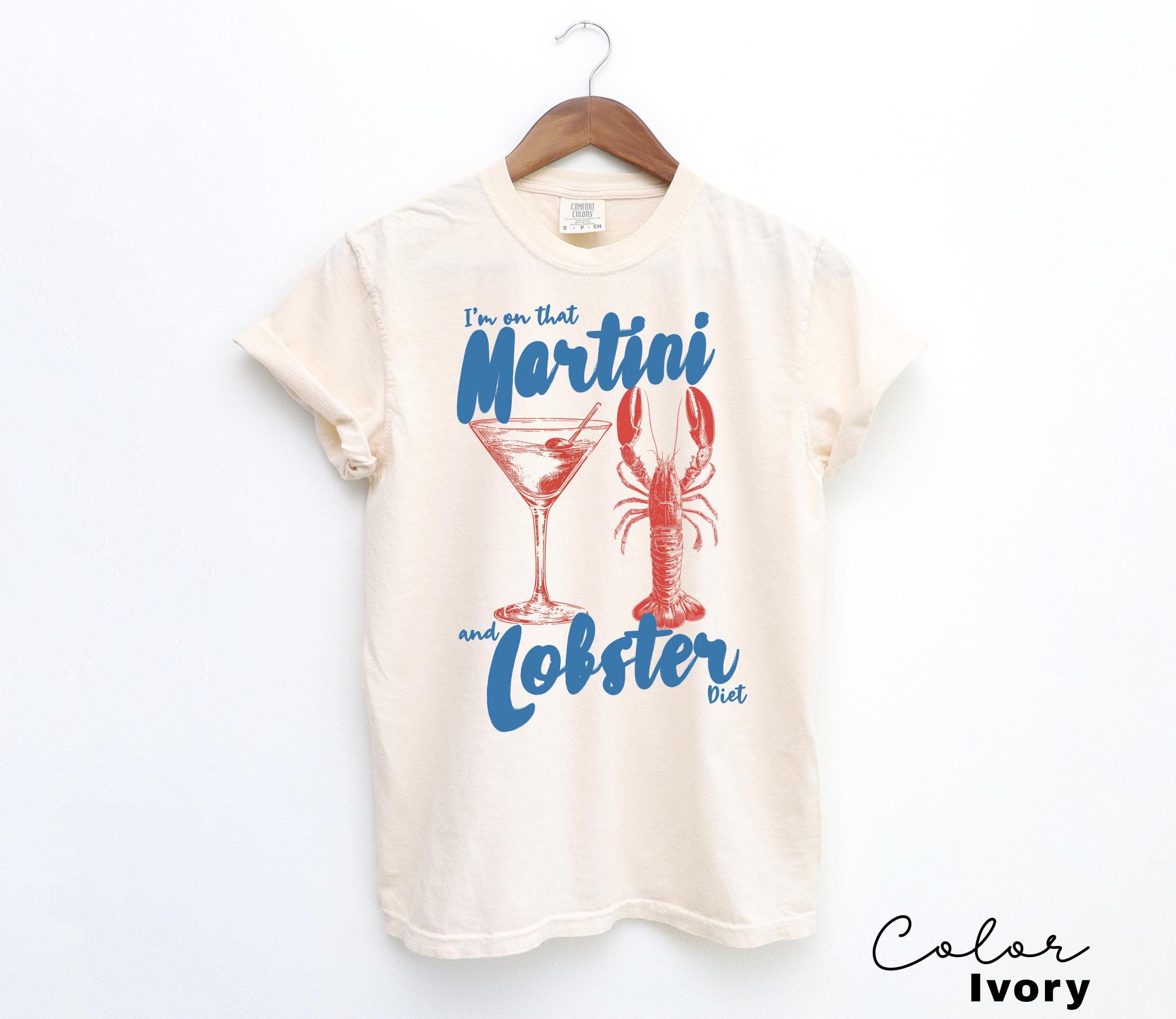 Martini and Lobster Diet Shirt, Fisherman Aeshetic, Coastal Grandma Tee, Summer Vacation Shirt, Tomato Girl Summer, Retro Food shirt, Ocean