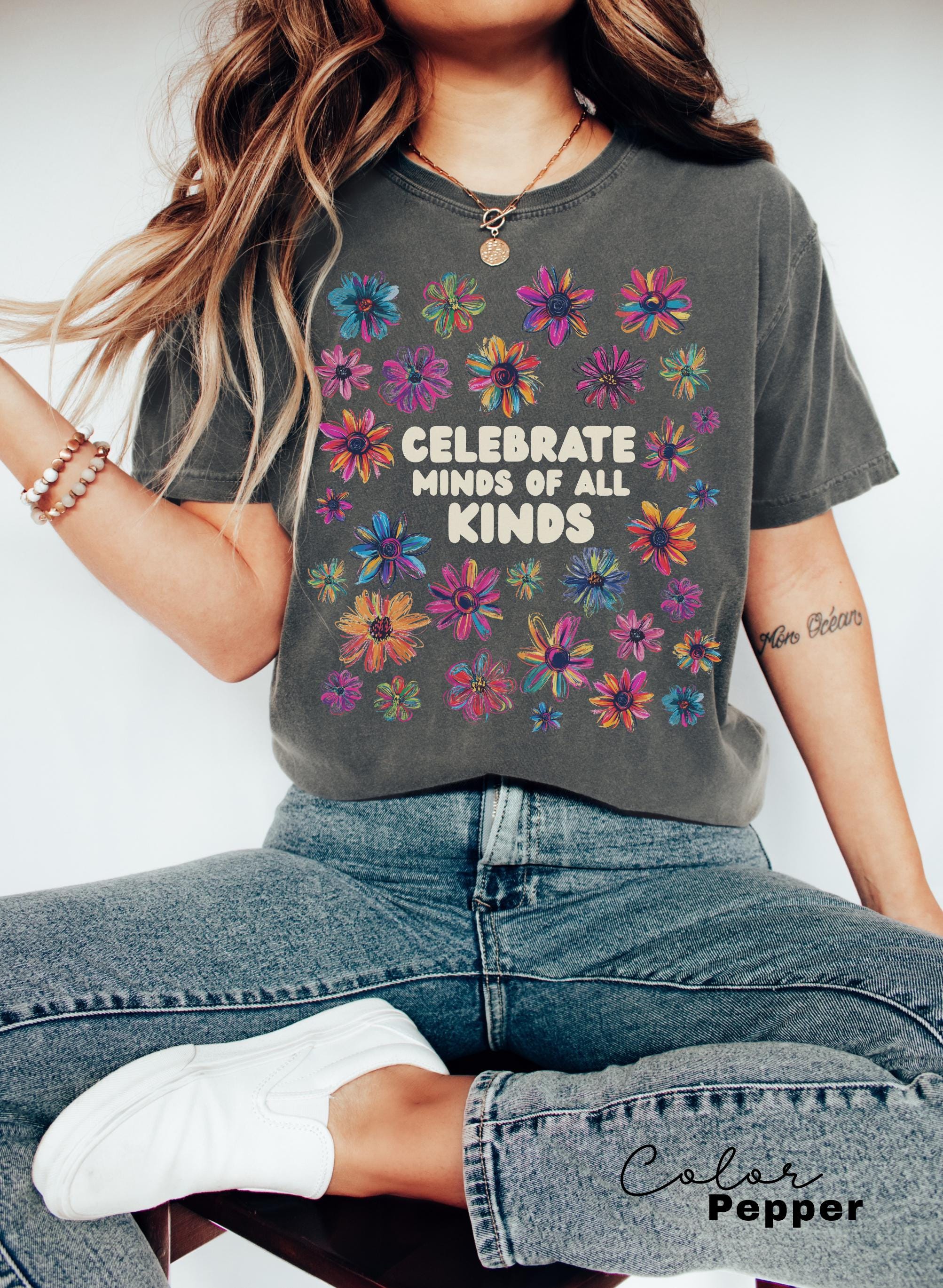 Comfort Colors Celebrate Minds of All Kinds Shirt, Autism Awareness Shirt, SPED Teacher Shirt, Teacher Appreciation, Neurodiversity Shirt