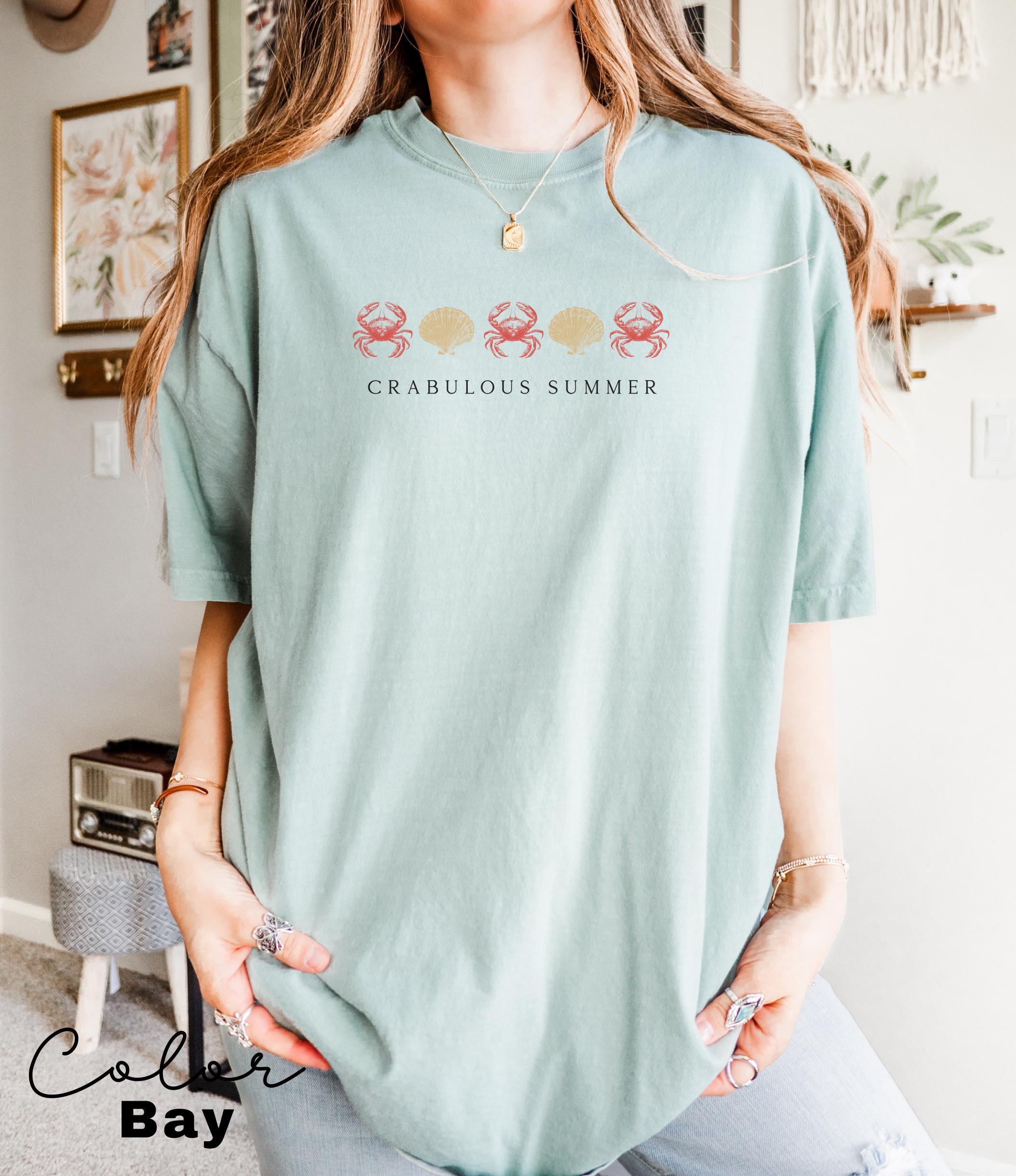 Crab Vacation Beach Shirt, Crabulous Summer, Retro Summer Shirt, Coastal Aesthetic, Vintage Inspired, Oversized Tee, Comfort Colors,