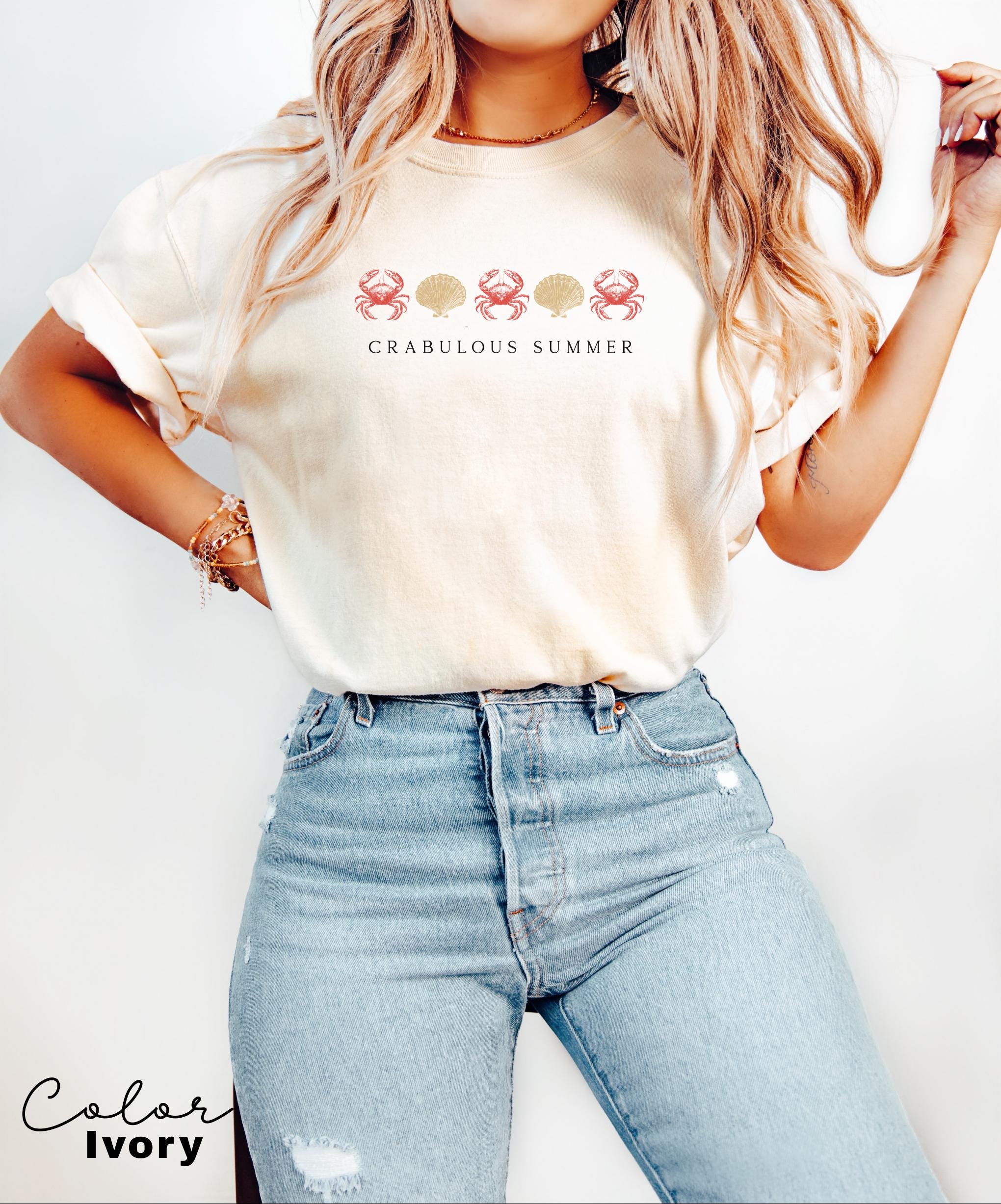 Crab Vacation Beach Shirt, Crabulous Summer, Retro Summer Shirt, Coastal Aesthetic, Vintage Inspired, Oversized Tee, Comfort Colors,