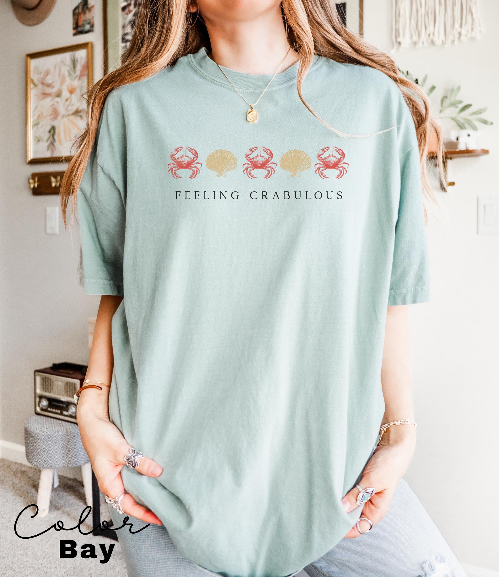 Crab Vacation Beach Shirt, Feeling Crabulous, Retro Summer Shirt, Coastal Aesthetic, Vintage Inspired, Oversized Tee, Comfort Colors,