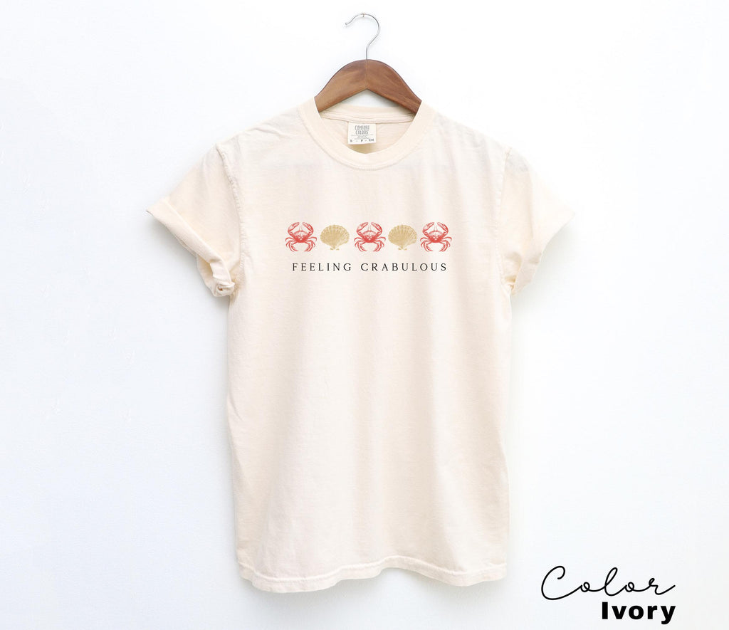 Crab Vacation Beach Shirt, Feeling Crabulous, Retro Summer Shirt, Coastal Aesthetic, Vintage Inspired, Oversized Tee, Comfort Colors,
