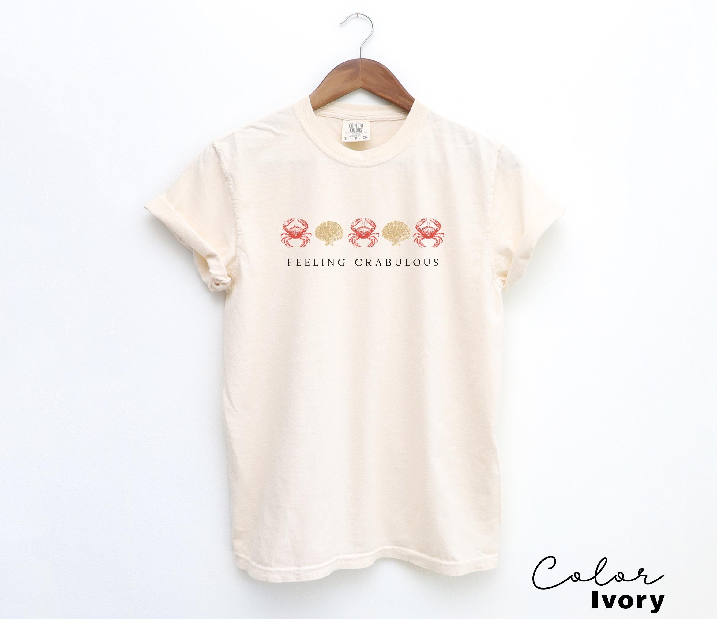 Crab Vacation Beach Shirt, Feeling Crabulous, Retro Summer Shirt, Coastal Aesthetic, Vintage Inspired, Oversized Tee, Comfort Colors,
