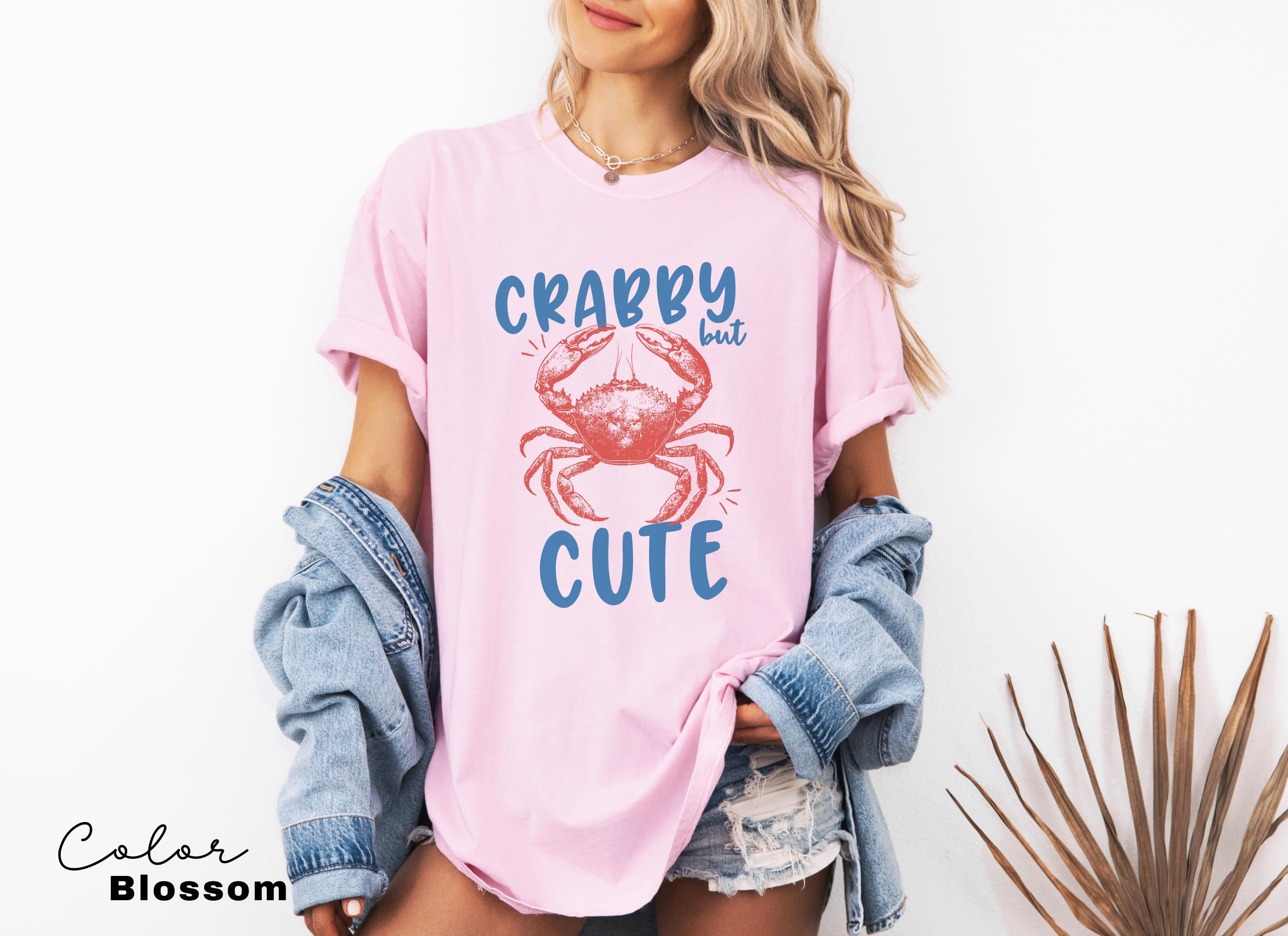 Crabby but Cute Shirt, Crab Shirt, Retro Summer Shirt, Seafood TShirt, Coastal Aesthetic, Vintage Inspired, Beach Vacation, Crab T-Shirt