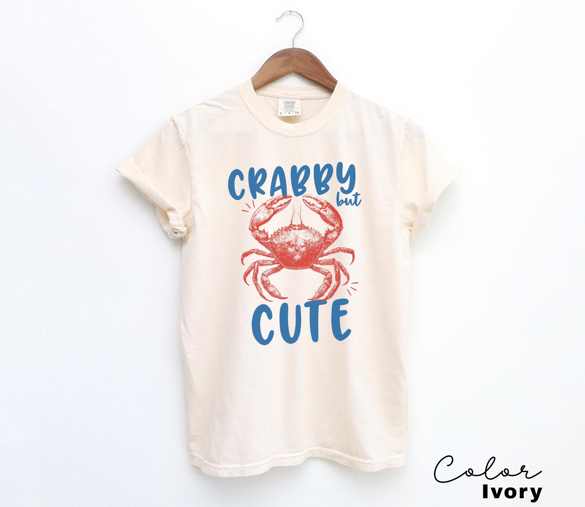 Crabby but Cute Shirt, Crab Shirt, Retro Summer Shirt, Seafood TShirt, Coastal Aesthetic, Vintage Inspired, Beach Vacation, Crab T-Shirt