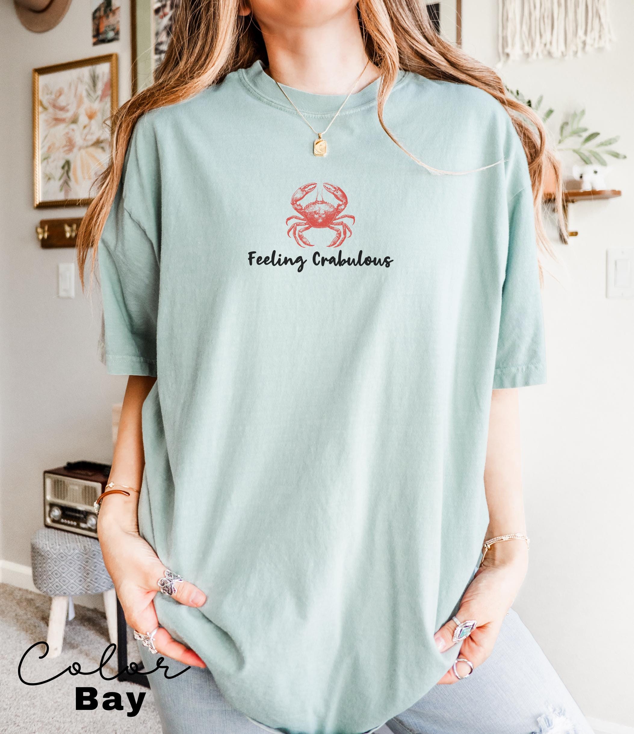 Crab Vacation Beach Shirt, Feeling Crabulous, Retro Summer Shirt, Coastal Aesthetic, Vintage Inspired, Oversized Tee, Comfort Colors,