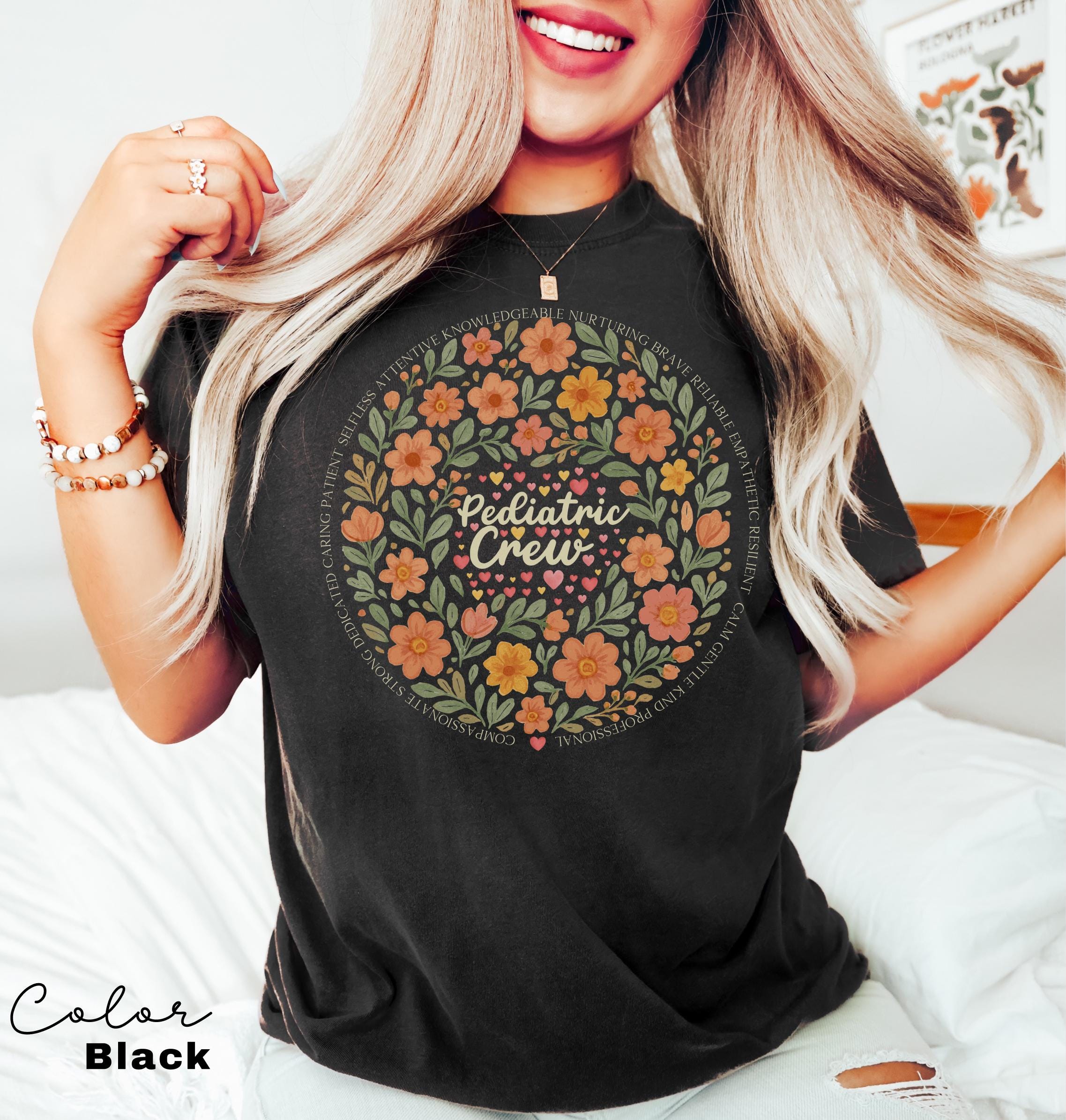 Pediatrics Shirt, Pediatrics Flowers T-shirt, Pediatric Crew, Peds Shirt, Peds Nurse Tshirt, Cute Nurse Tee, Pediatric Nurse Gift, Nurse Tee