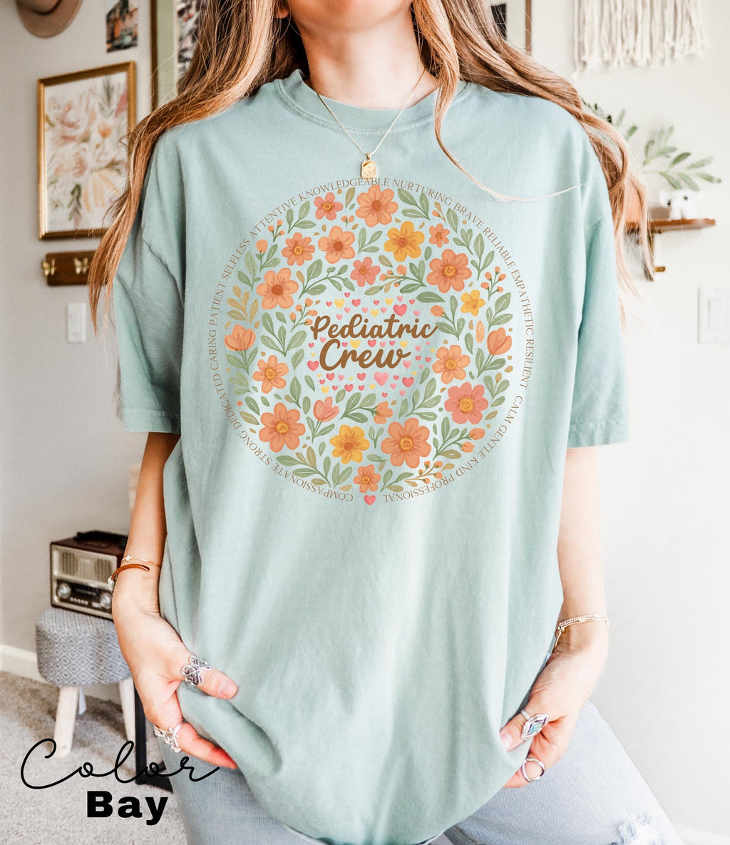 Pediatrics Shirt, Pediatrics Flowers T-shirt, Pediatric Crew, Peds Shirt, Peds Nurse Tshirt, Cute Nurse Tee, Pediatric Nurse Gift, Nurse Tee
