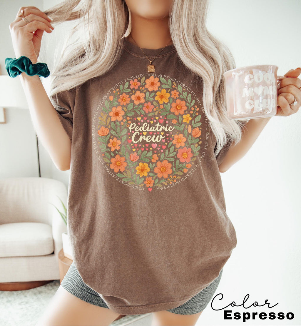 Pediatrics Shirt, Pediatrics Flowers T-shirt, Pediatric Crew, Peds Shirt, Peds Nurse Tshirt, Cute Nurse Tee, Pediatric Nurse Gift, Nurse Tee