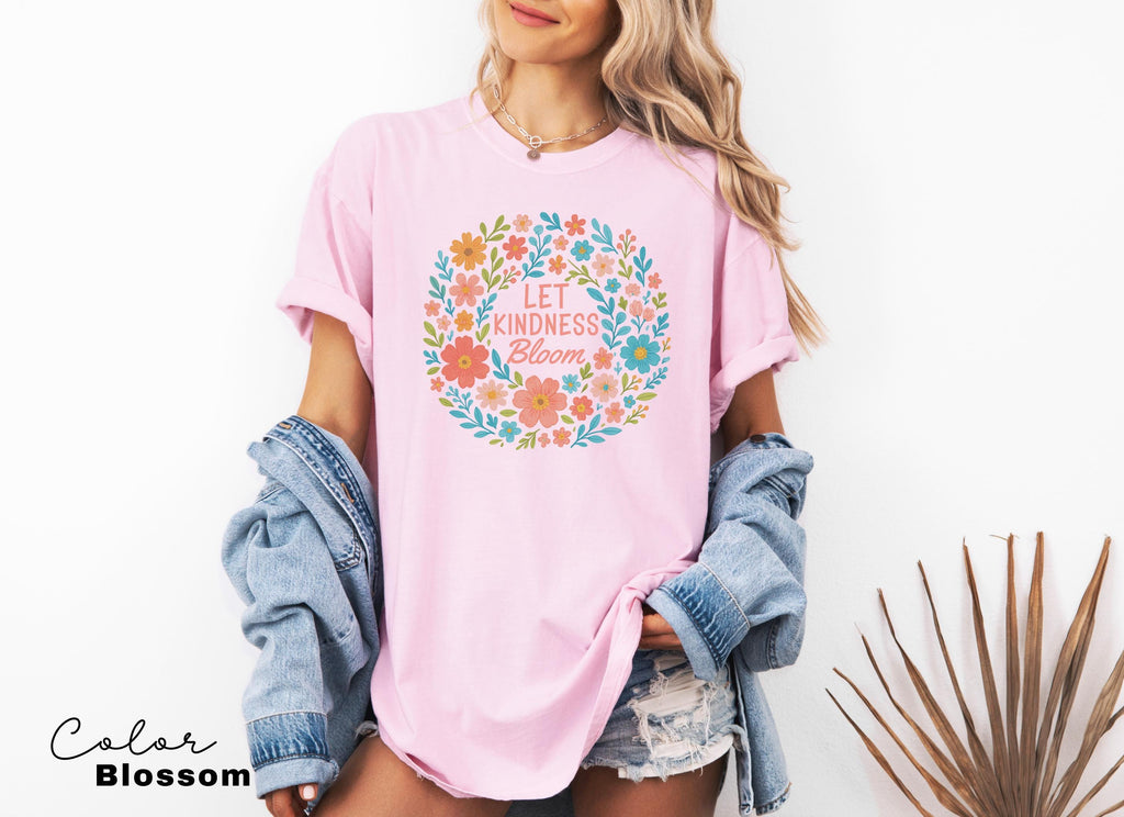 Let Kindness Bloom T-Shirt, Be Cool Be Kind Retro Flower Shirt, Positive Quote, Inspiration Women Sweater, Aesthetic Floral Kindness Tee