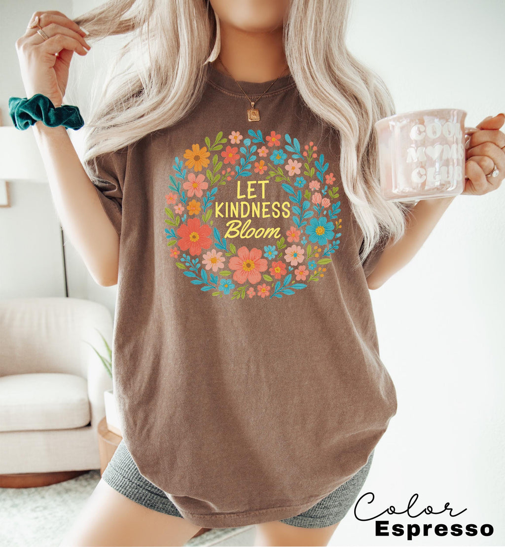 Let Kindness Bloom T-Shirt, Be Cool Be Kind Retro Flower Shirt, Positive Quote, Inspiration Women Sweater, Aesthetic Floral Kindness Tee
