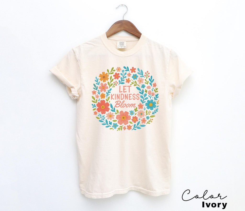 Let Kindness Bloom T-Shirt, Be Cool Be Kind Retro Flower Shirt, Positive Quote, Inspiration Women Sweater, Aesthetic Floral Kindness Tee