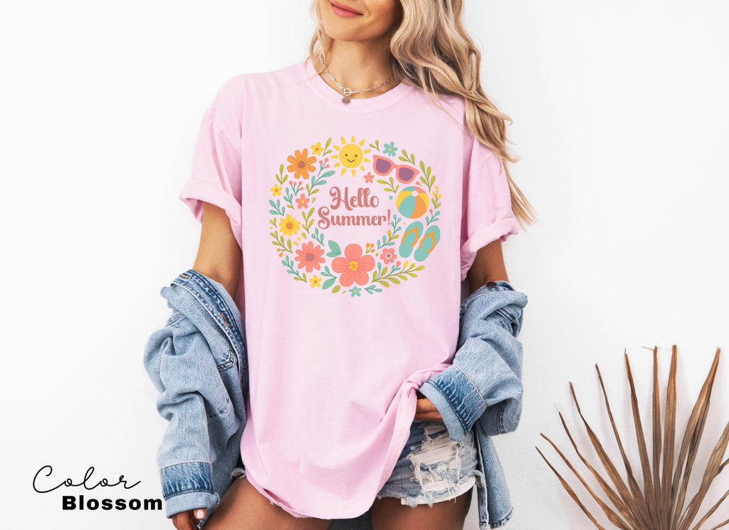 Last Day of School, Hello Summer Happy Last Day of School Shirts, Hello Summer, Floral Summer Shirt, Flowers, End Of Year, Comfort Colors