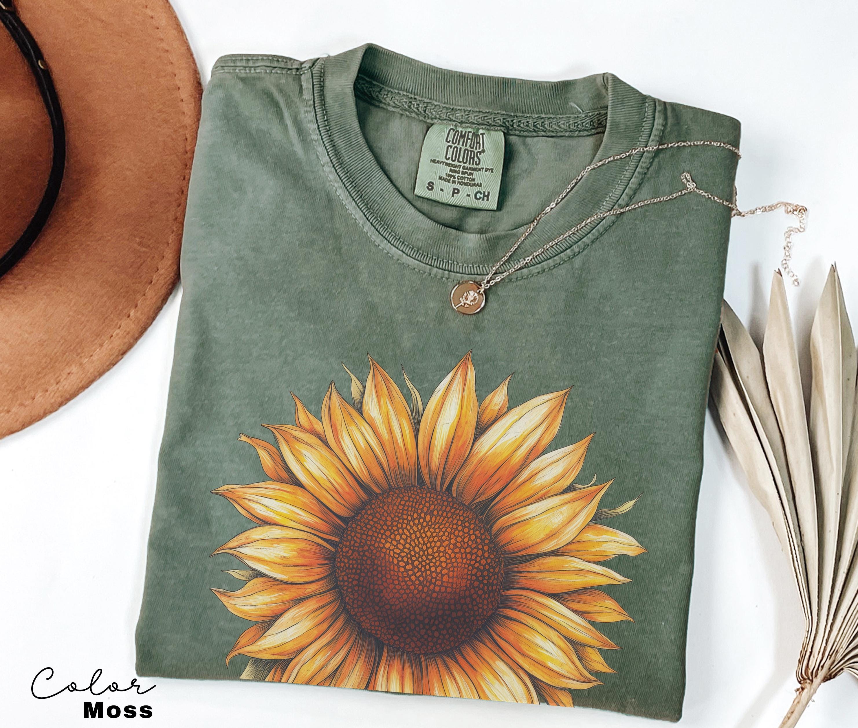 Sunflower Shirt, Comfort Colors Vintage Flowers Tshirt, Summer Wildflower Shirt, Boho Tee, Botanical Shirt, Sunflower Lover Gifts For Her