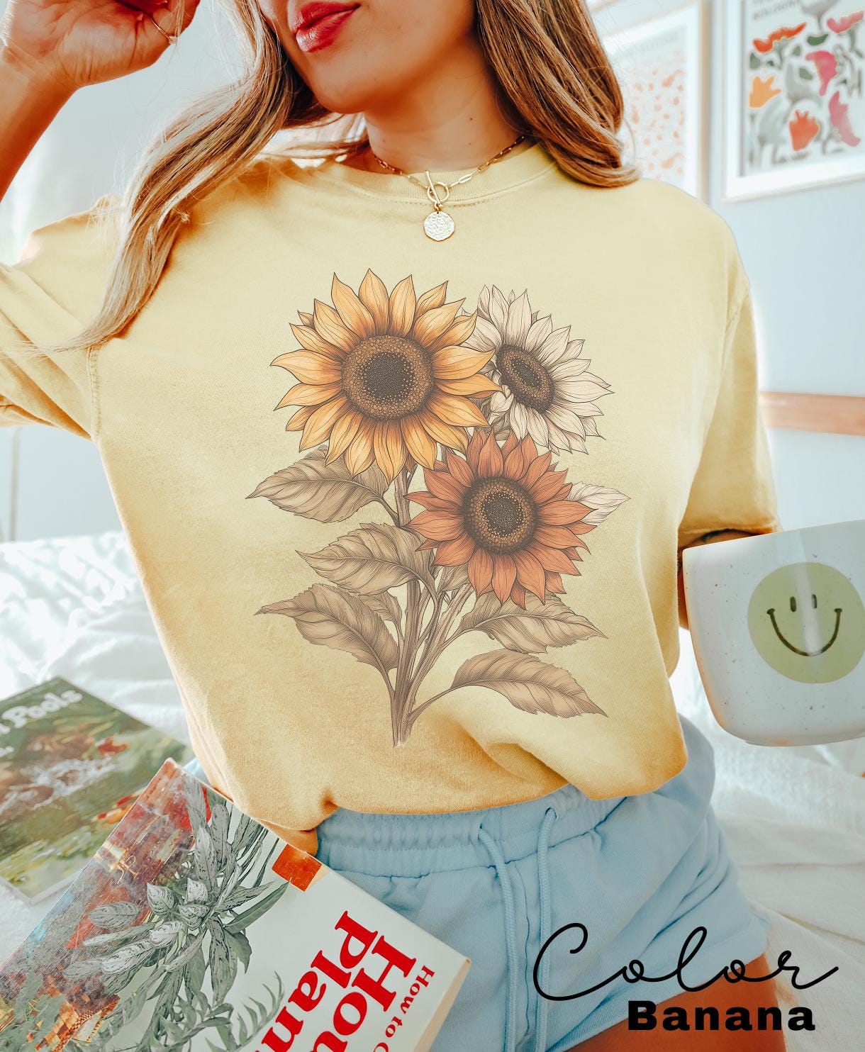 Sunflower Shirt, Comfort Colors Vintage Flowers Tshirt, Summer Wildflower Shirt, Boho Tee, Botanical Shirt, Sunflower Lover Gifts For Her
