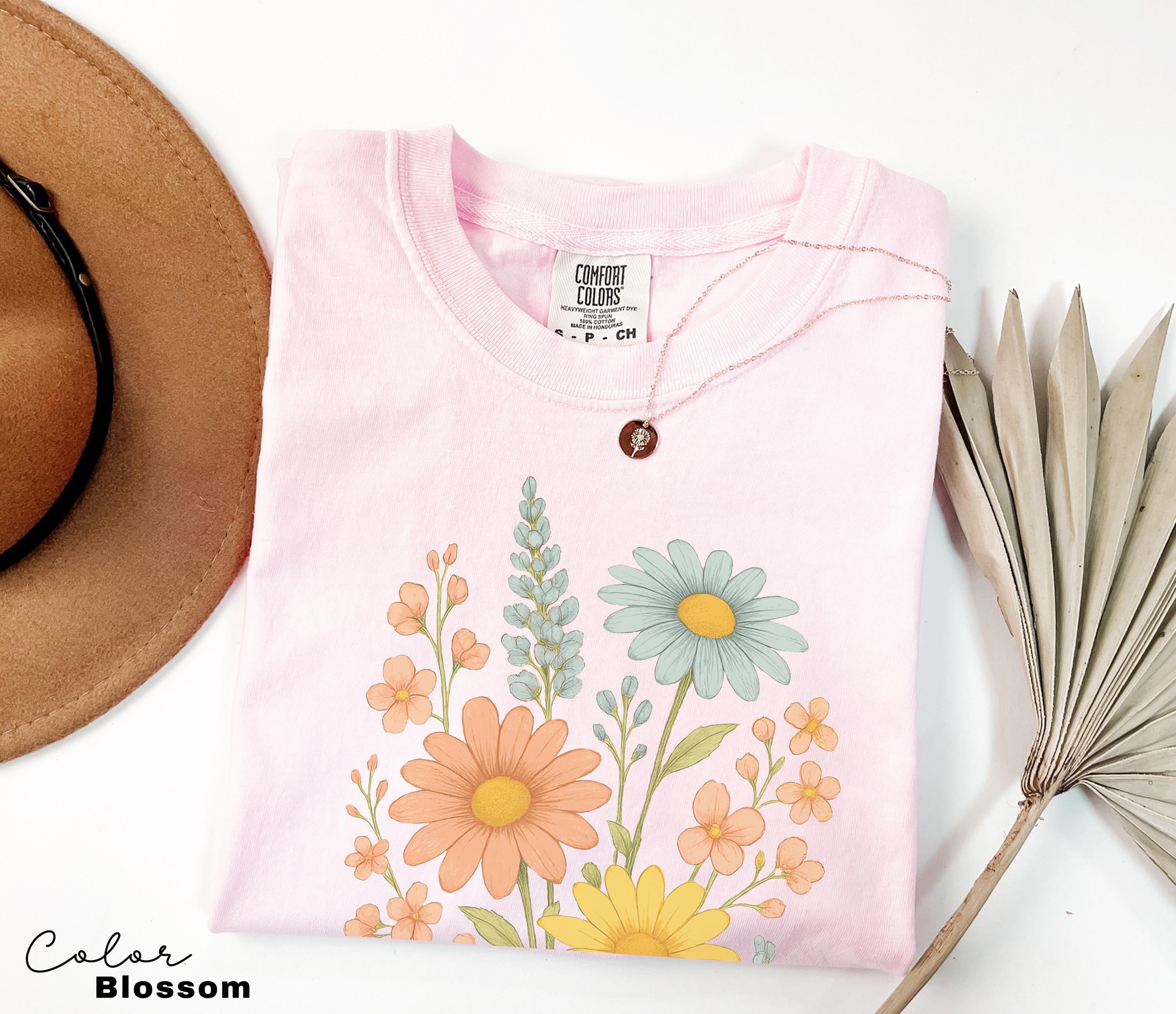 Sunflower Shirt, Comfort Colors Vintage Flowers Tshirt, Summer Wildflower Shirt, Boho Tee, Botanical Shirt, Sunflower Lover Gifts For Her