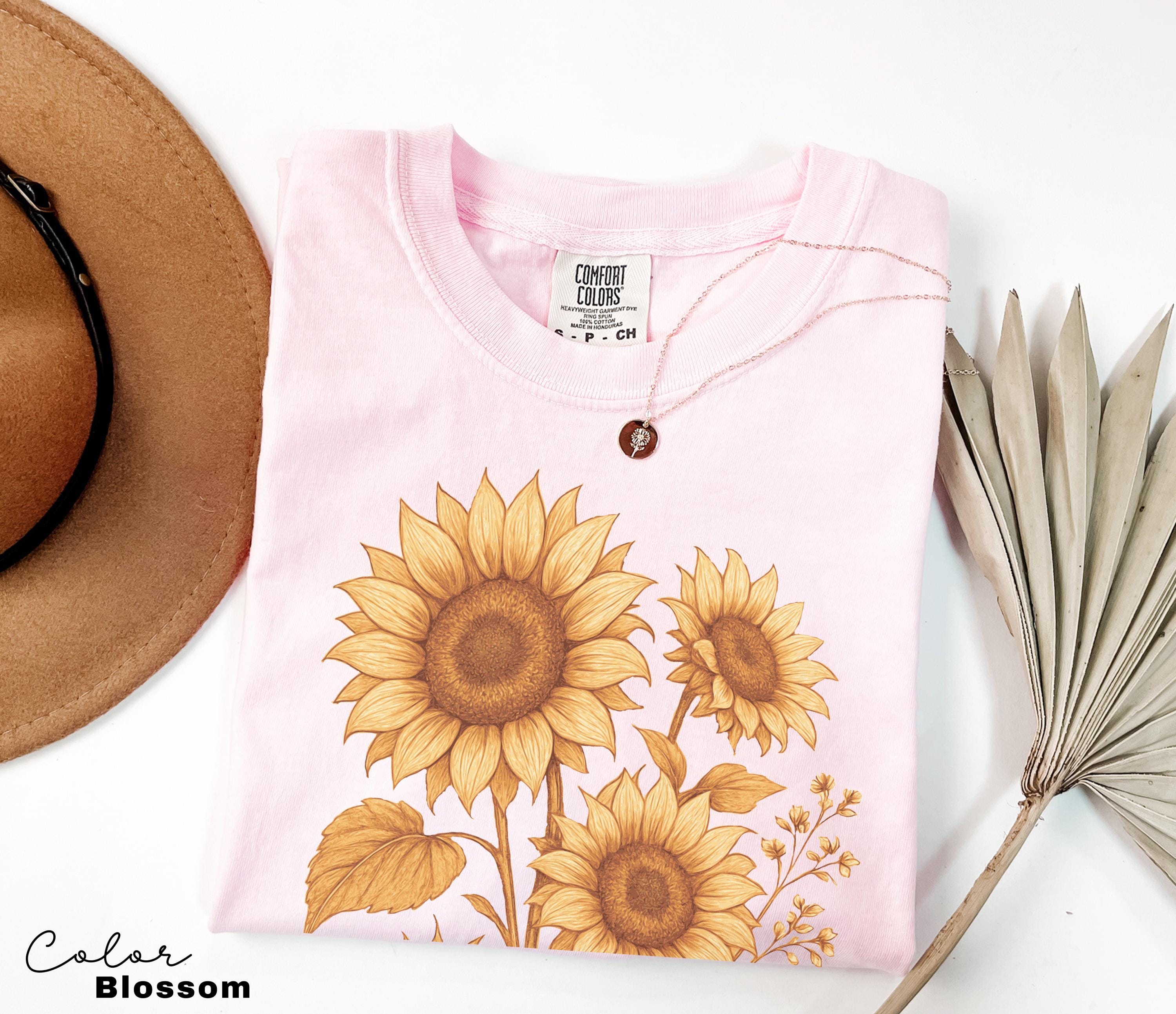 Sunflower Shirt, Comfort Colors Vintage Flowers Tshirt, Summer Wildflower Shirt, Boho Tee, Botanical Shirt, Sunflower Lover Gifts For Her