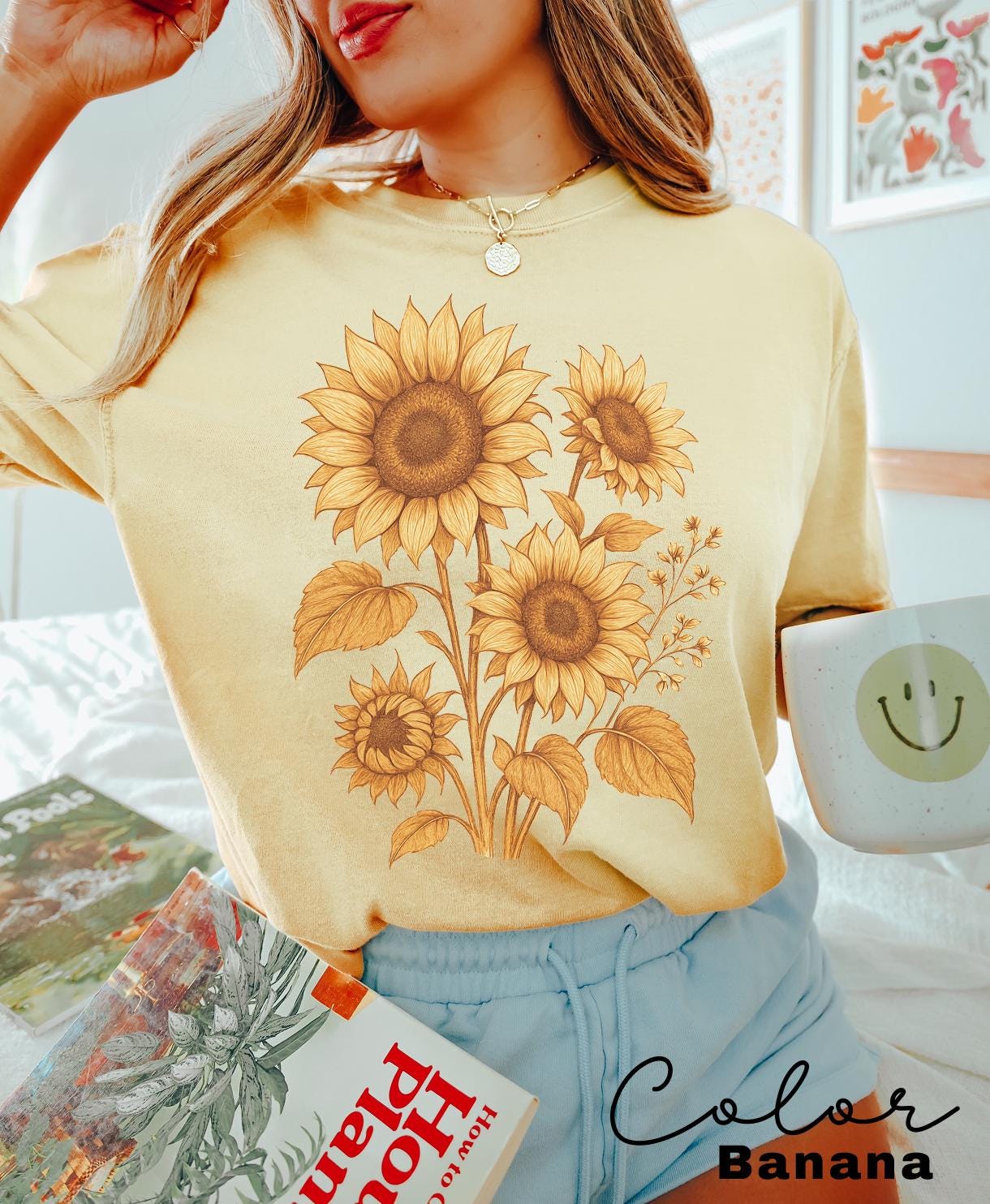 Sunflower Shirt, Comfort Colors Vintage Flowers Tshirt, Summer Wildflower Shirt, Boho Tee, Botanical Shirt, Sunflower Lover Gifts For Her