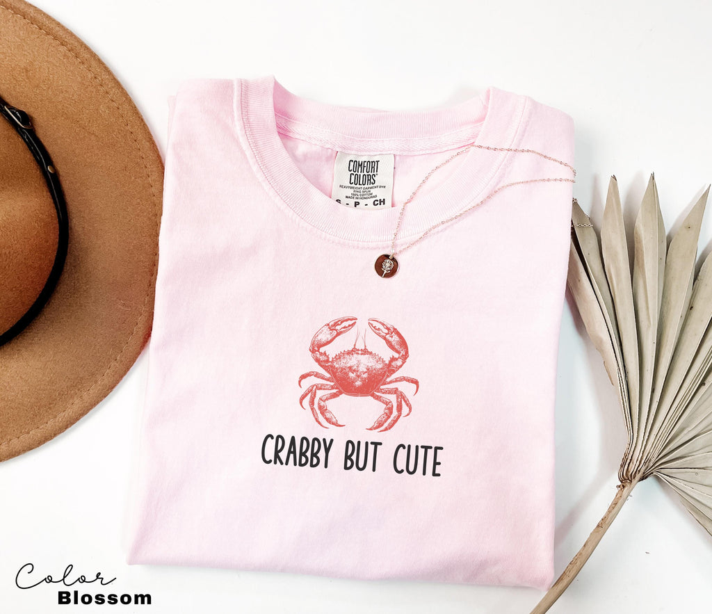 Crabby but Cute Shirt, Crab Shirt, Summer Beach Shirt, Seafood TShirt, Coastal Aesthetic, Vintage Inspired, Beach Vacation, Crab T-Shirt