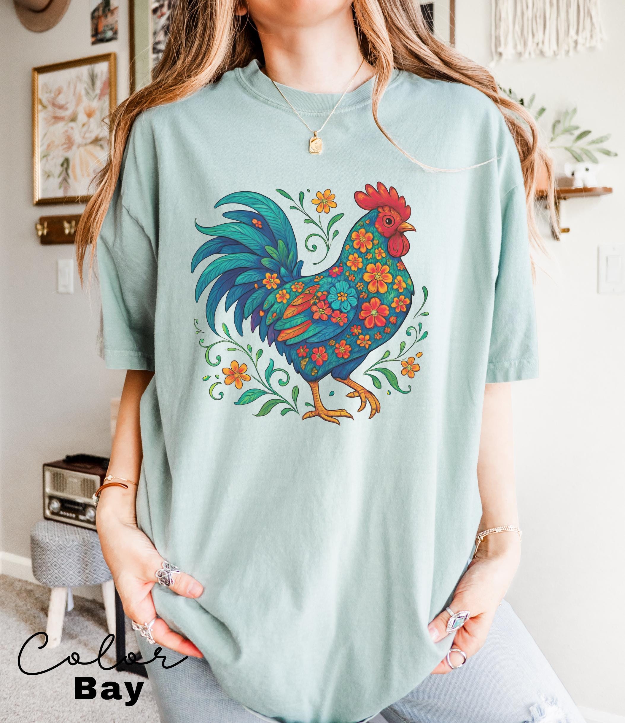 Wildflower Chicken Shirt, Cottagecore Floral Shirt, Ladies Chicken Lover Shirt ,Chicken mom Tee, Mothers Day Gift Shirt, Farmer Gift,
