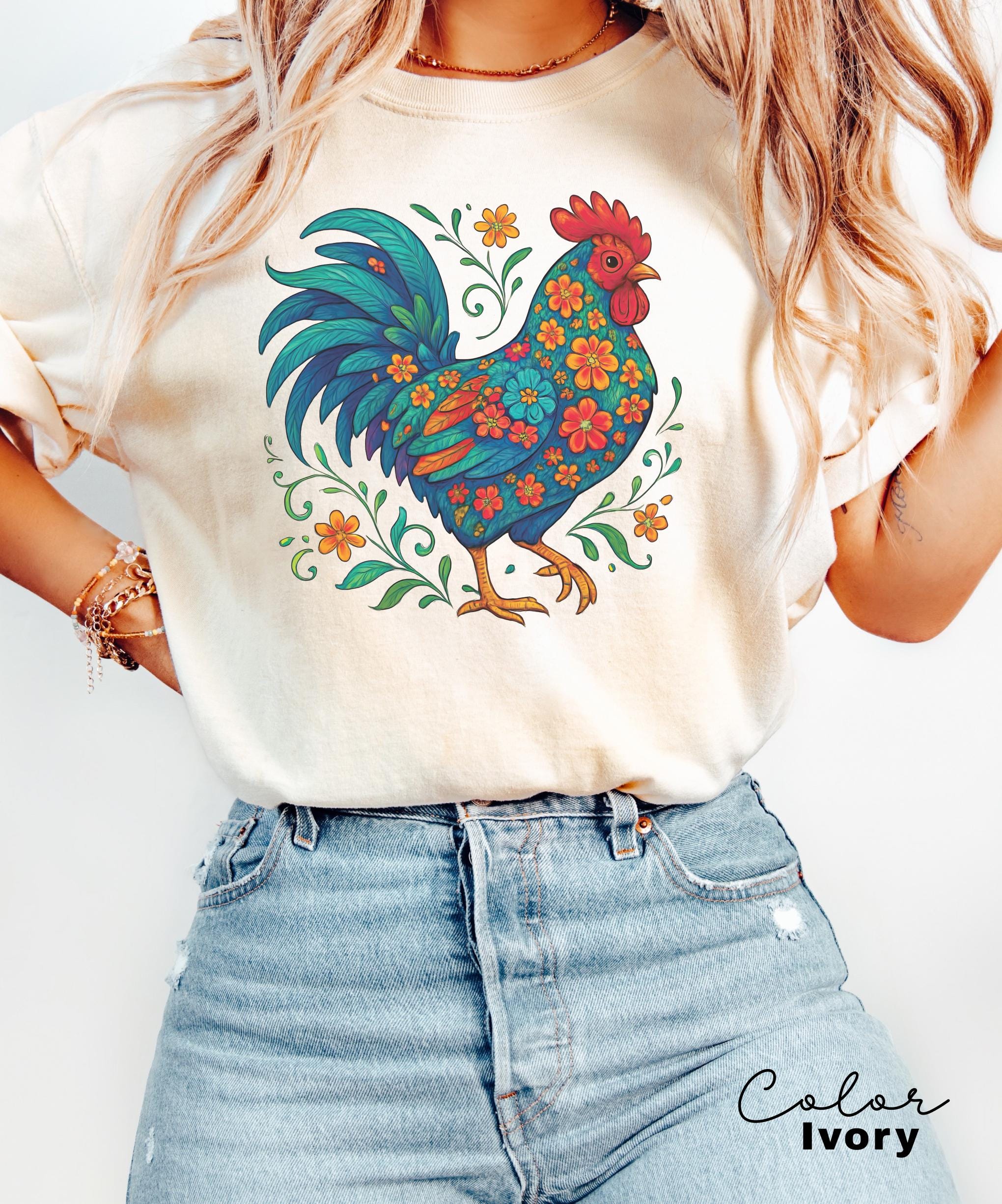 Wildflower Chicken Shirt, Cottagecore Floral Shirt, Ladies Chicken Lover Shirt ,Chicken mom Tee, Mothers Day Gift Shirt, Farmer Gift,