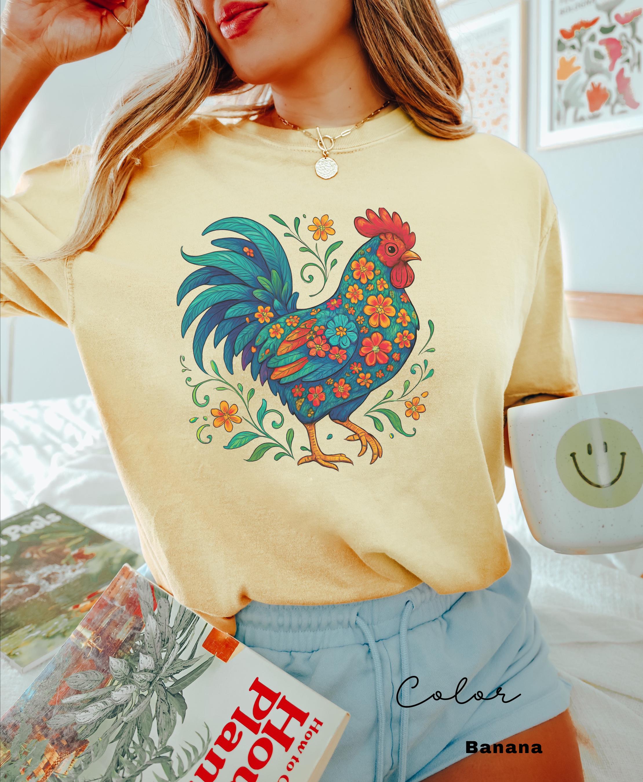 Wildflower Chicken Shirt, Cottagecore Floral Shirt, Ladies Chicken Lover Shirt ,Chicken mom Tee, Mothers Day Gift Shirt, Farmer Gift,