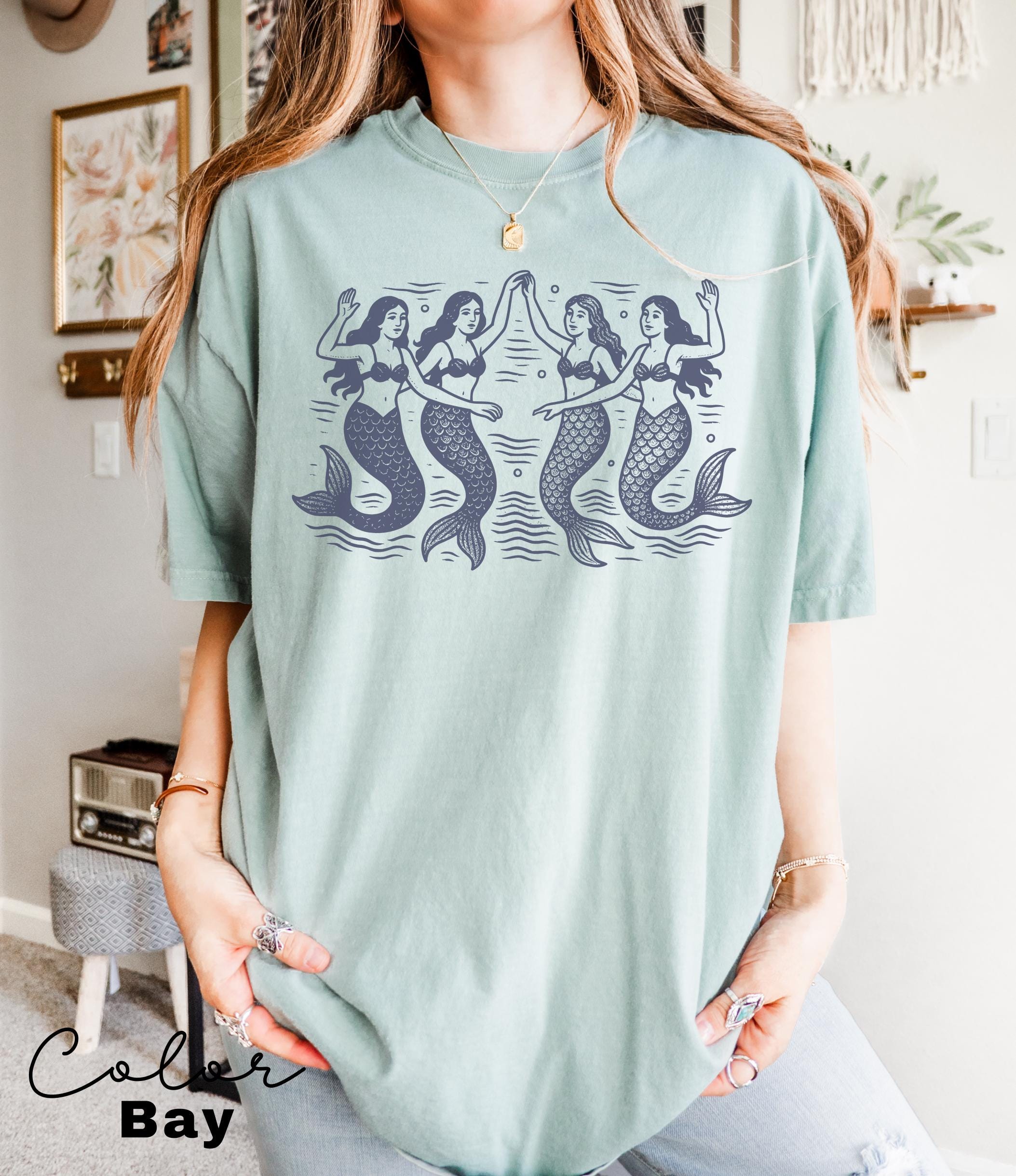Retro Mermaid Shirt, 90s Retro Tshirt, La Dolce Vita TShirt, Amalfi Fisherman Aesthetic, Oversized Comfort Colors Shirt, Summer Beach Tee