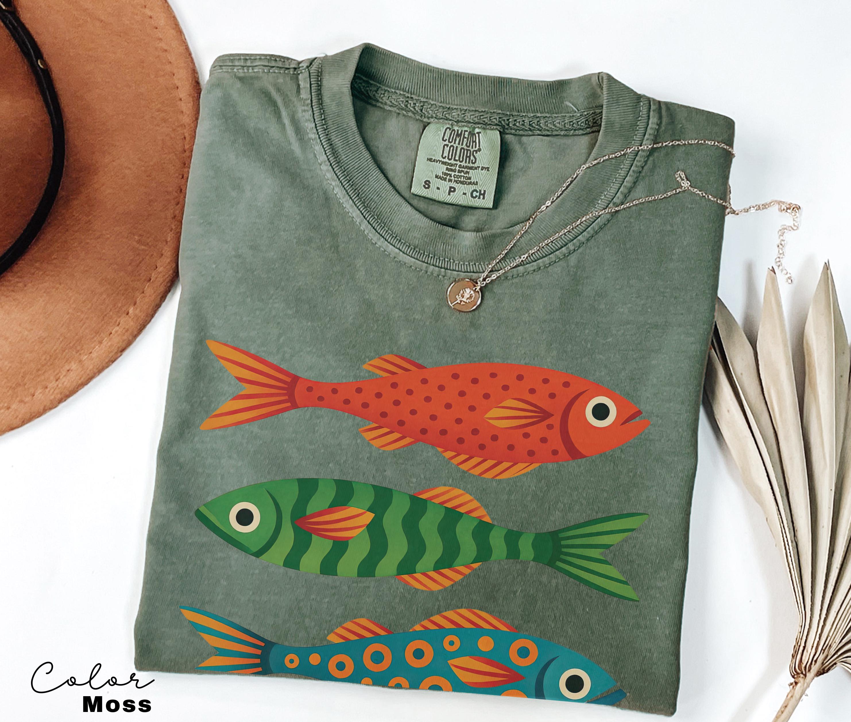 Comfort Colors Fish 90s Shirt Tomato Girl Tee Ocean Oversized Trendy Graphic Tshirt Summer Coastal Grandma Fisherman Aesthetic Colorful Fish
