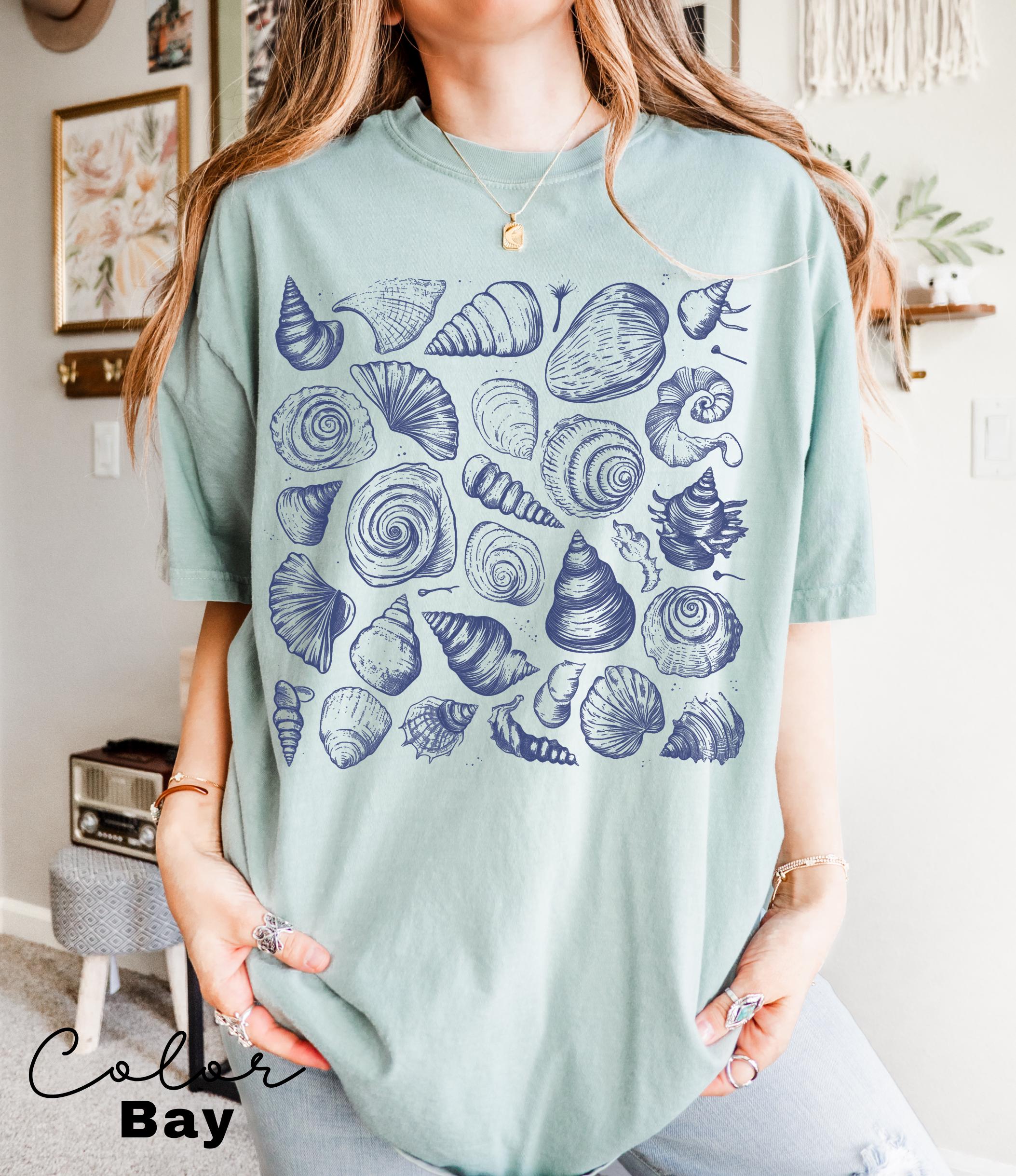 Seashell Shirt, Retro 90s Tattoo Tshirt, Retro Ocean Nature Shirt, Sealife, Ocean, Beach Summer Shirt, Comfort Colors, Vintage Style,
