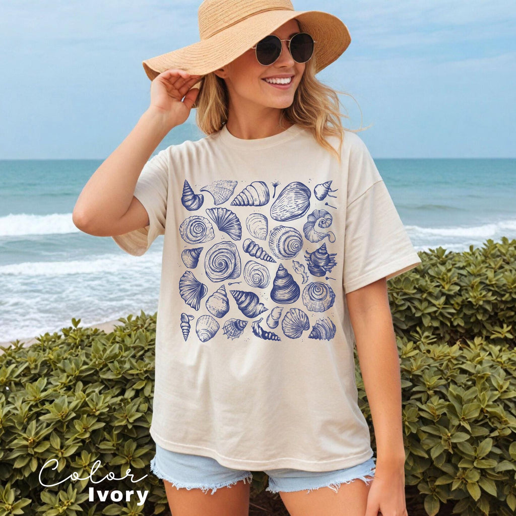 Seashell Shirt, Retro 90s Tattoo Tshirt, Retro Ocean Nature Shirt, Sealife, Ocean, Beach Summer Shirt, Comfort Colors, Vintage Style,