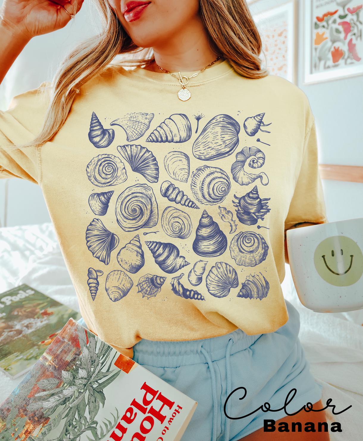 Seashell Shirt, Retro 90s Tattoo Tshirt, Retro Ocean Nature Shirt, Sealife, Ocean, Beach Summer Shirt, Comfort Colors, Vintage Style,