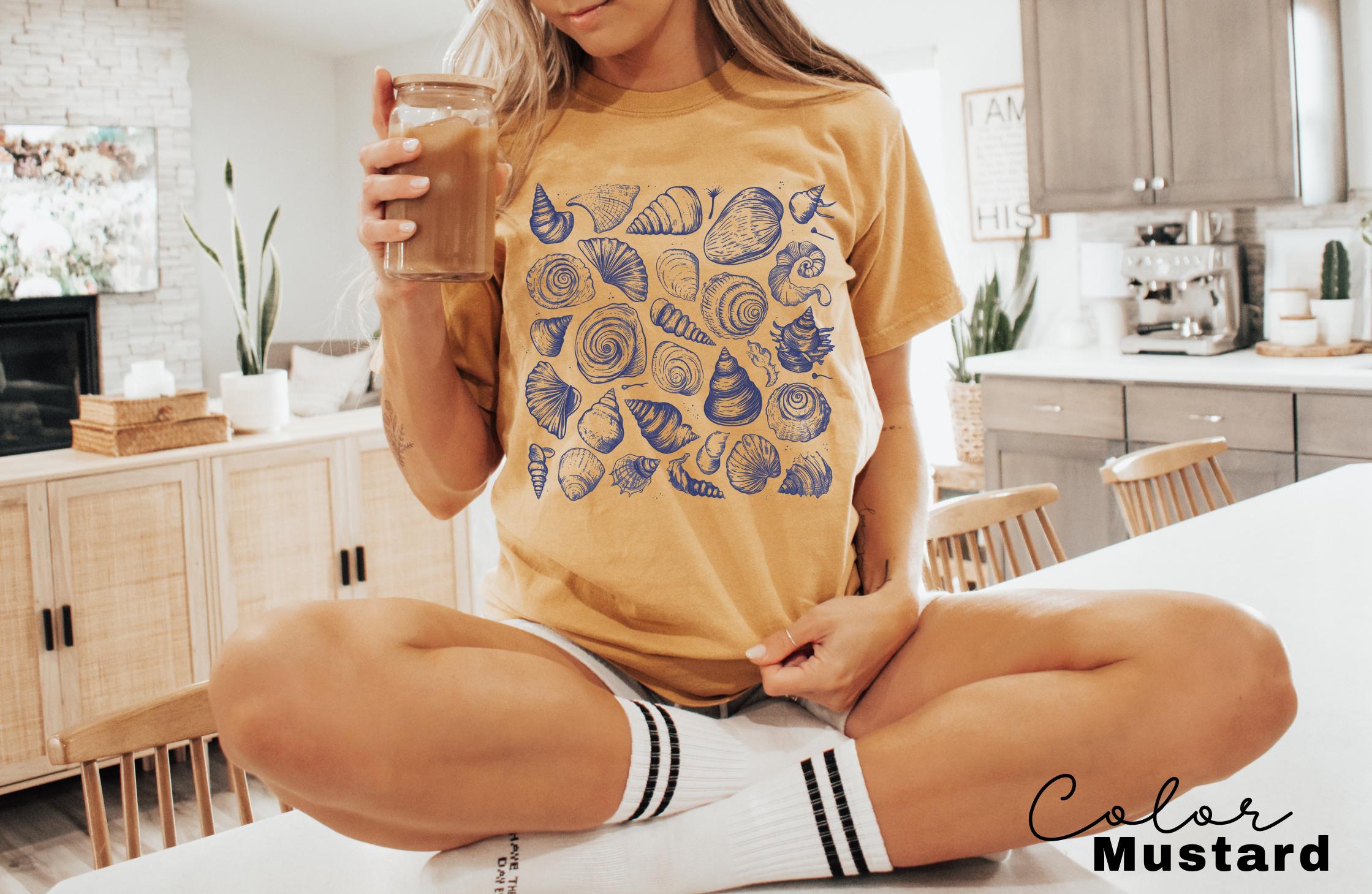 Seashell Shirt, Retro 90s Tattoo Tshirt, Retro Ocean Nature Shirt, Sealife, Ocean, Beach Summer Shirt, Comfort Colors, Vintage Style,