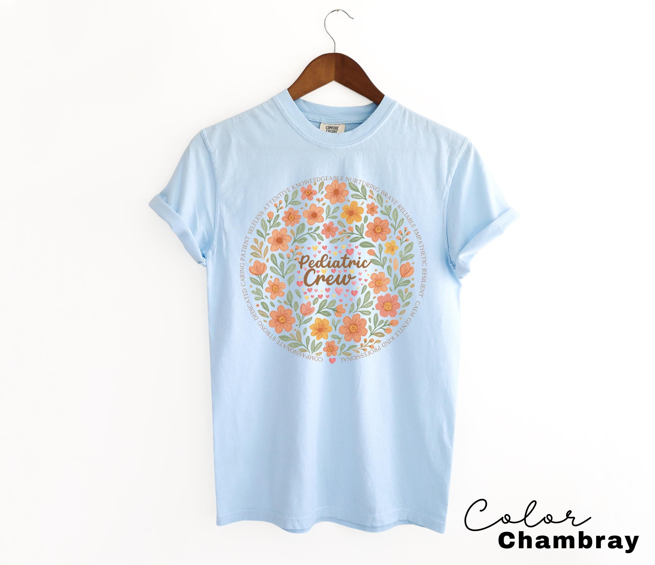 Pediatrics Shirt, Pediatrics Flowers T-shirt, Pediatric Crew, Peds Shirt, Peds Nurse Tshirt, Cute Nurse Tee, Pediatric Nurse Gift, Nurse Tee