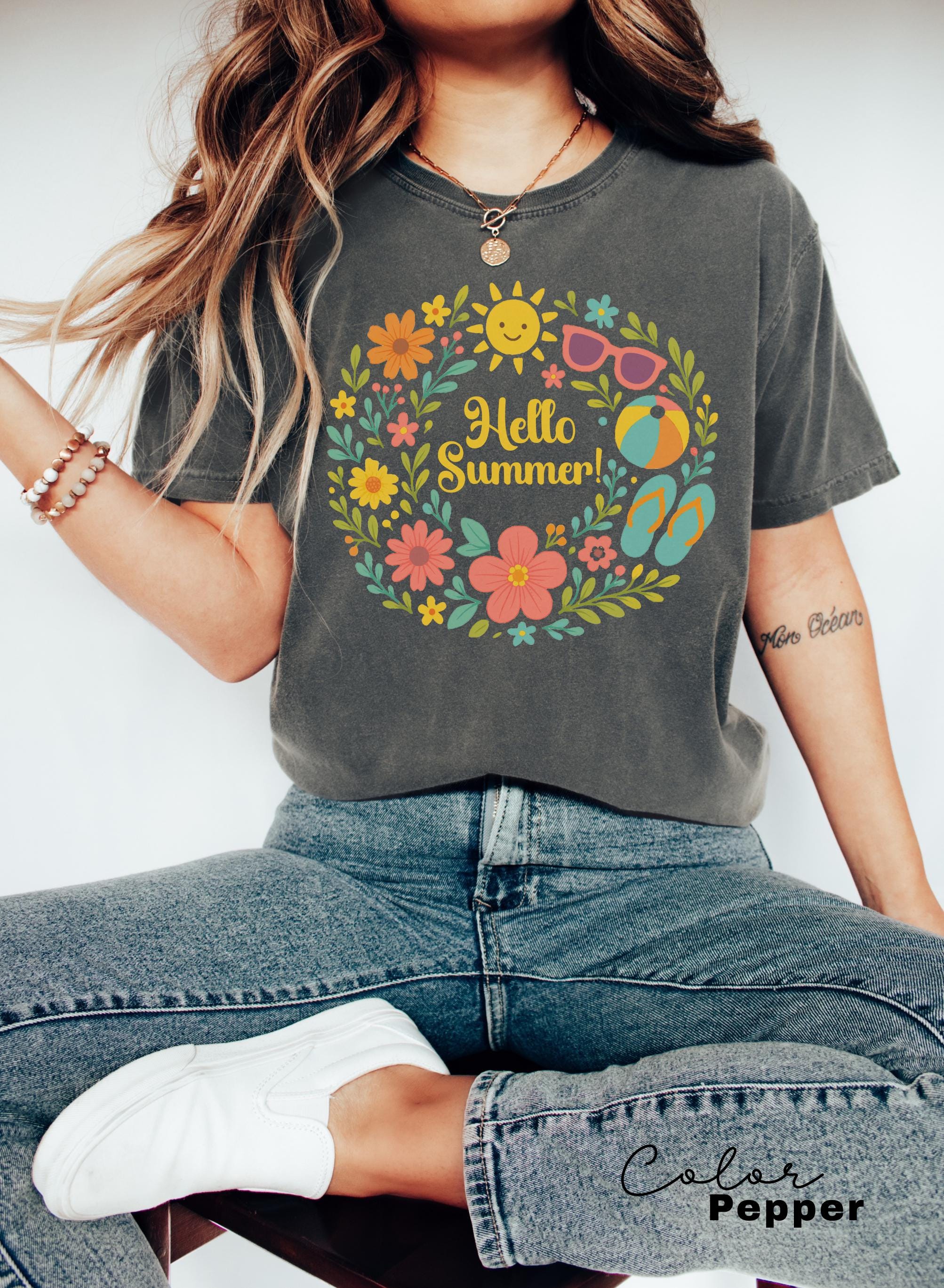 Last Day of School, Hello Summer Happy Last Day of School Shirts, Hello Summer, Floral Summer Shirt, Flowers, End Of Year, Comfort Colors