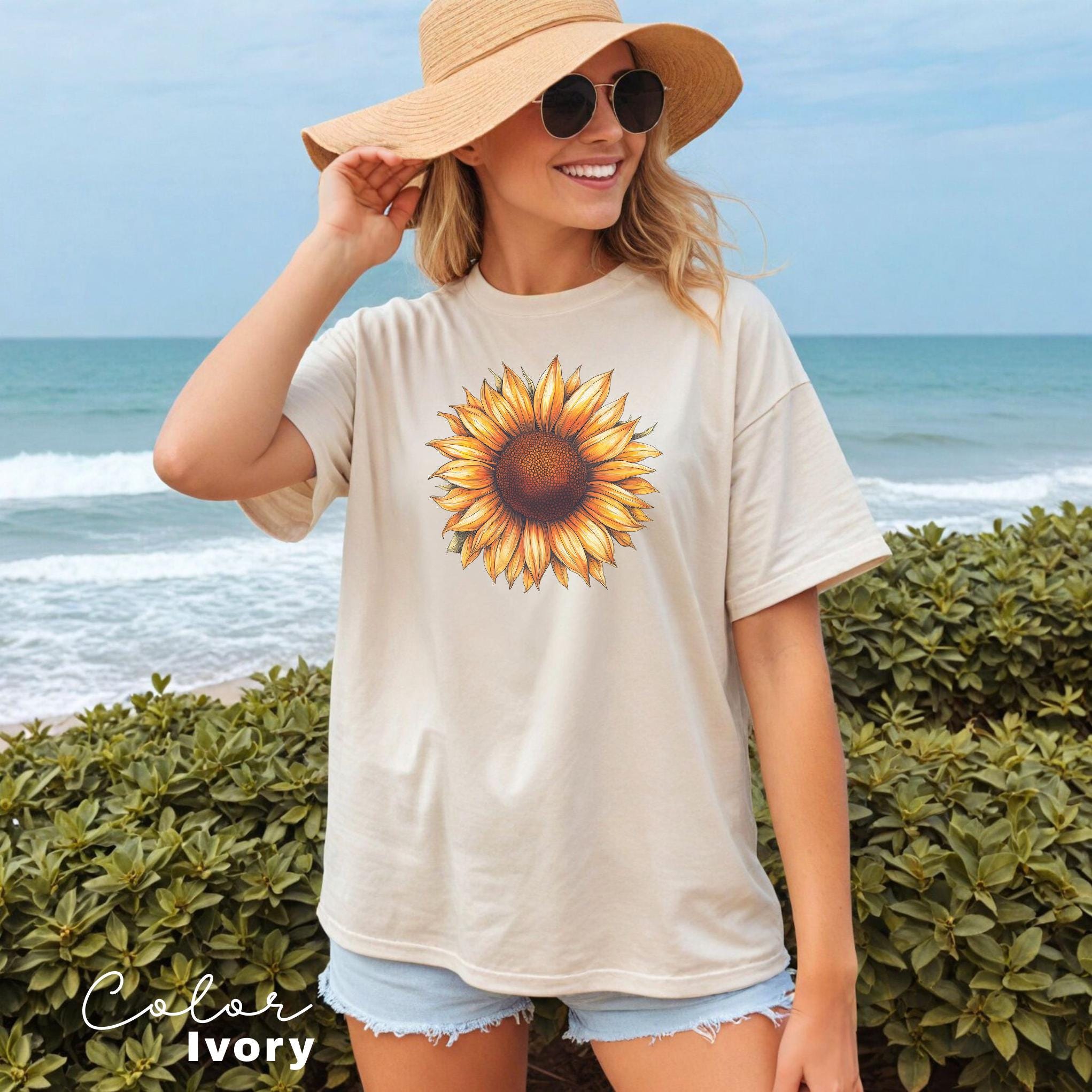 Sunflower Shirt, Comfort Colors Vintage Flowers Tshirt, Summer Wildflower Shirt, Boho Tee, Botanical Shirt, Sunflower Lover Gifts For Her