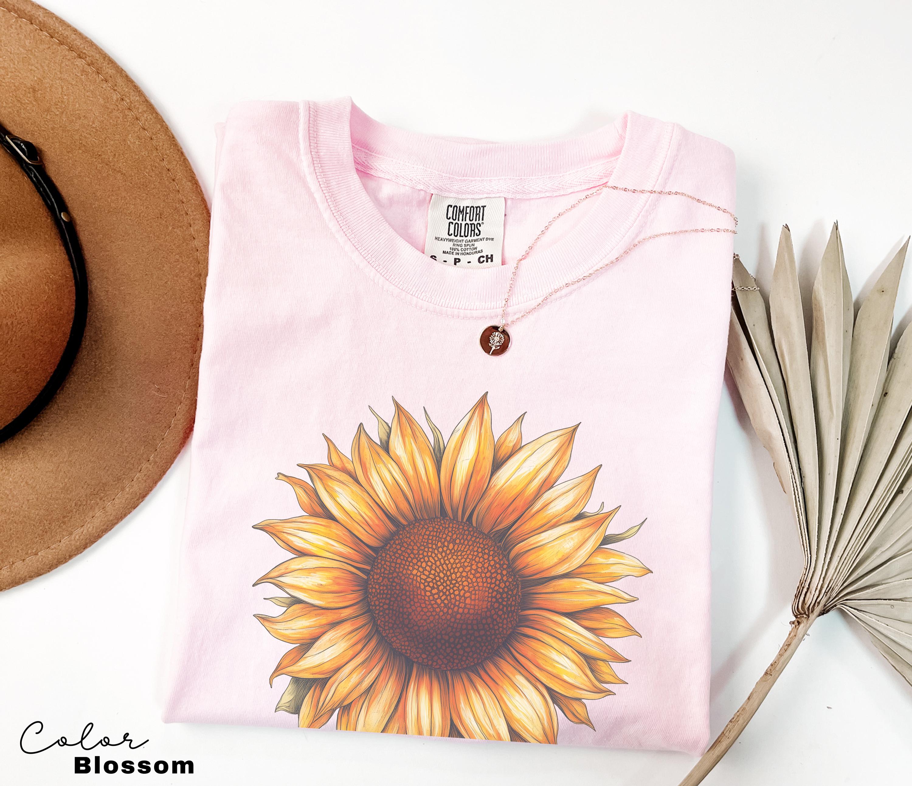 Sunflower Shirt, Comfort Colors Vintage Flowers Tshirt, Summer Wildflower Shirt, Boho Tee, Botanical Shirt, Sunflower Lover Gifts For Her