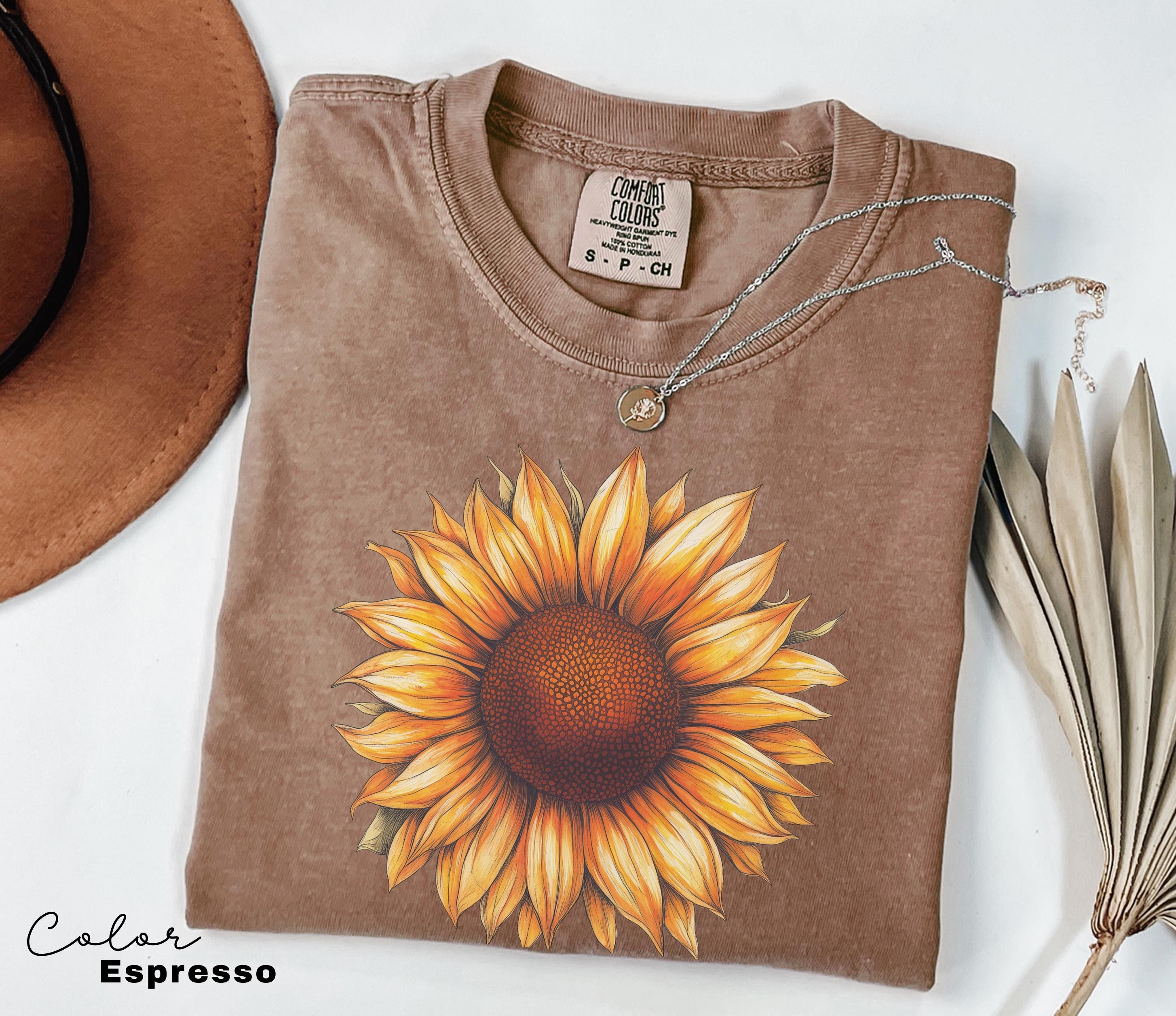 Sunflower Shirt, Comfort Colors Vintage Flowers Tshirt, Summer Wildflower Shirt, Boho Tee, Botanical Shirt, Sunflower Lover Gifts For Her