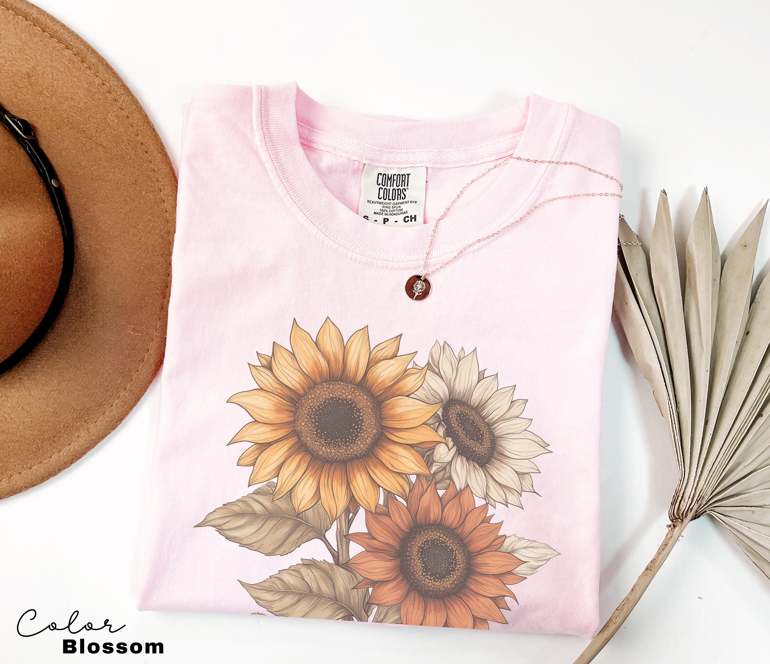 Sunflower Shirt, Comfort Colors Vintage Flowers Tshirt, Summer Wildflower Shirt, Boho Tee, Botanical Shirt, Sunflower Lover Gifts For Her